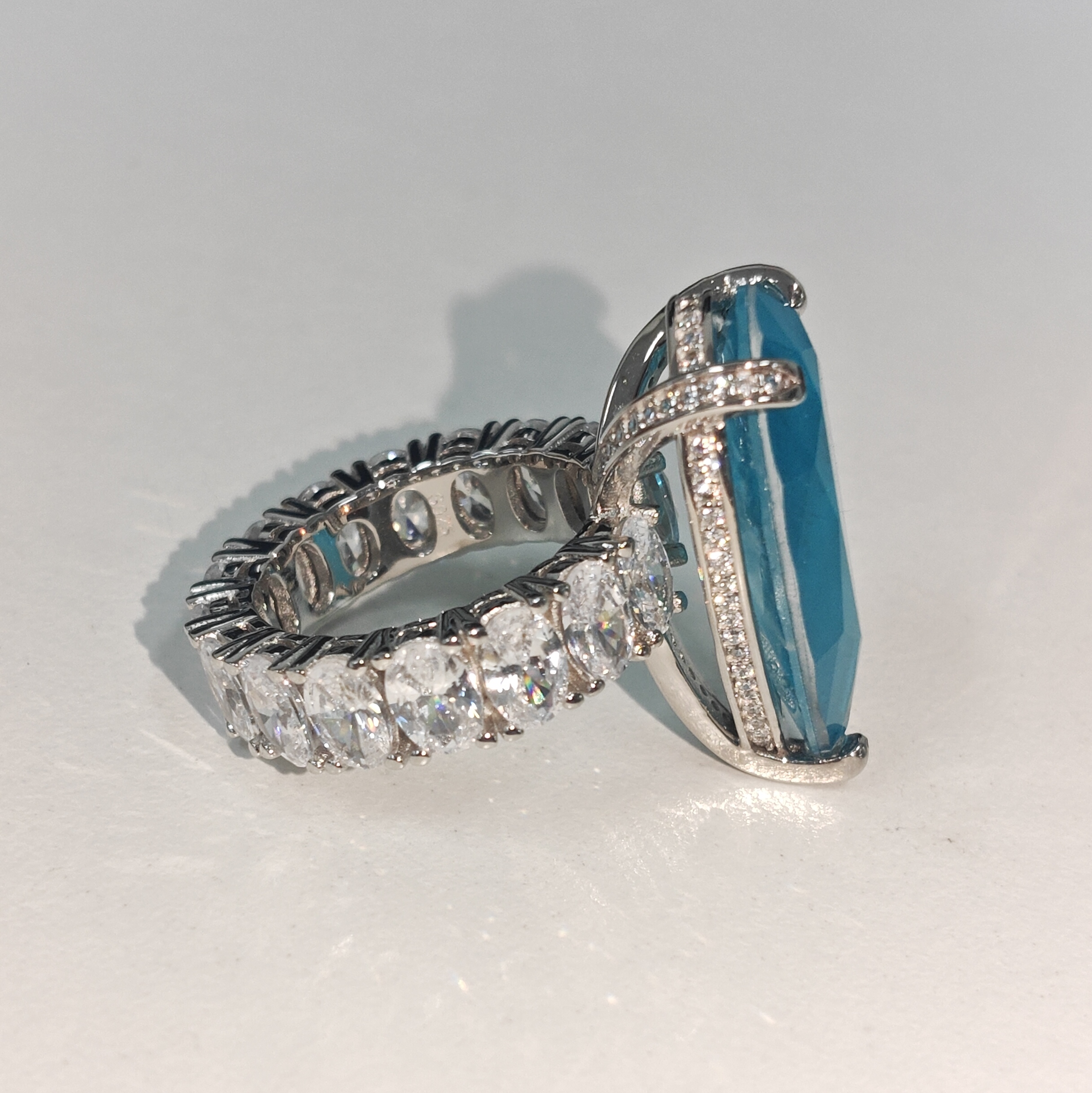 16ct Pear Cut Paraiba Tourmaline Eternity Engagement Ring