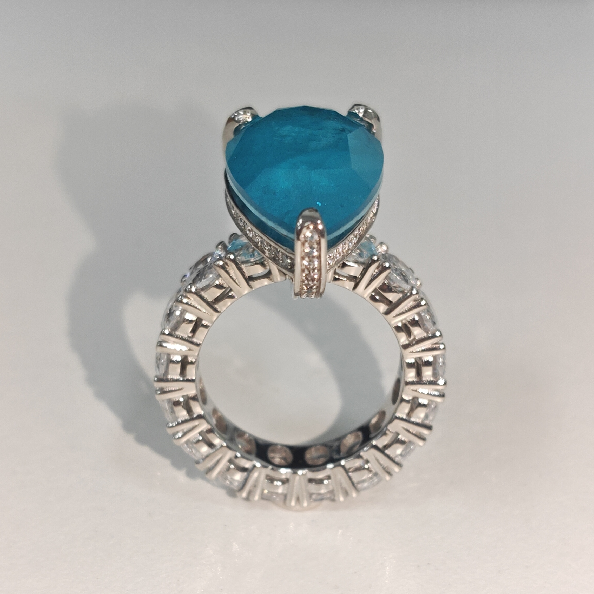 16ct Pear Cut Paraiba Tourmaline Eternity Engagement Ring