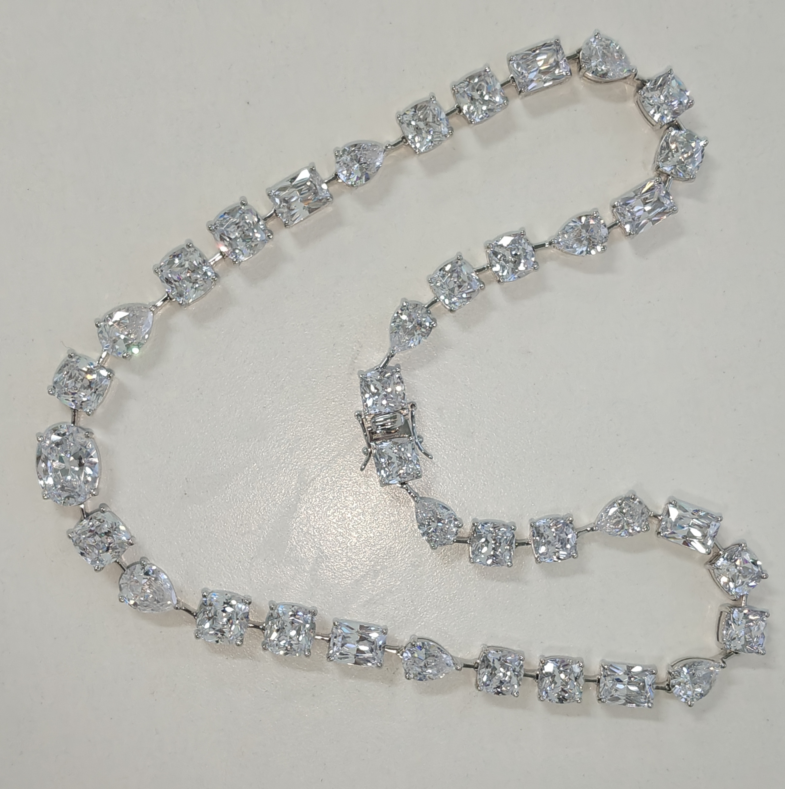55ctw Multi-Cut White Stone Men's Statement Necklace
