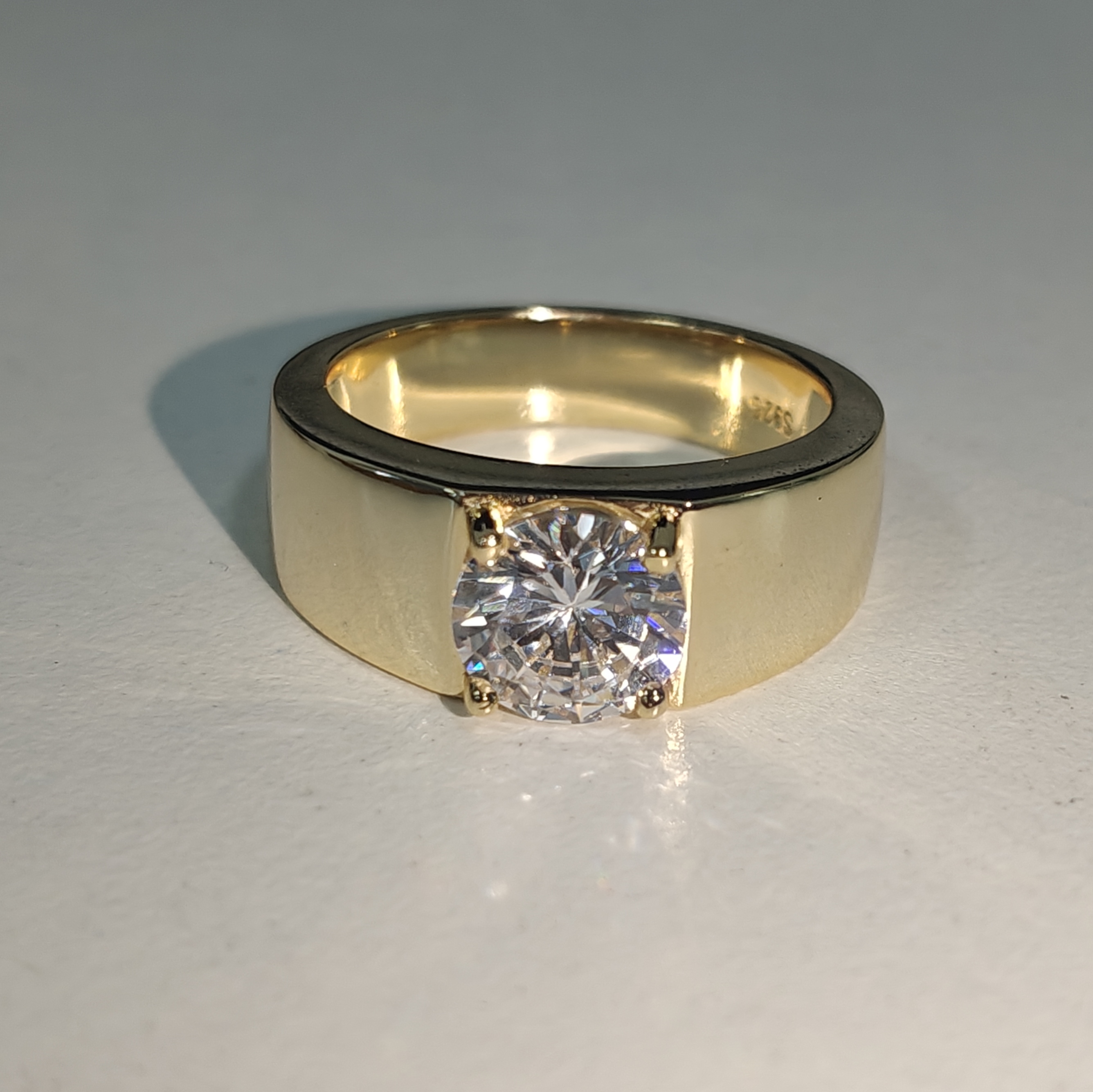 2ct Round Cut White Stone Solitaire Ring for Men