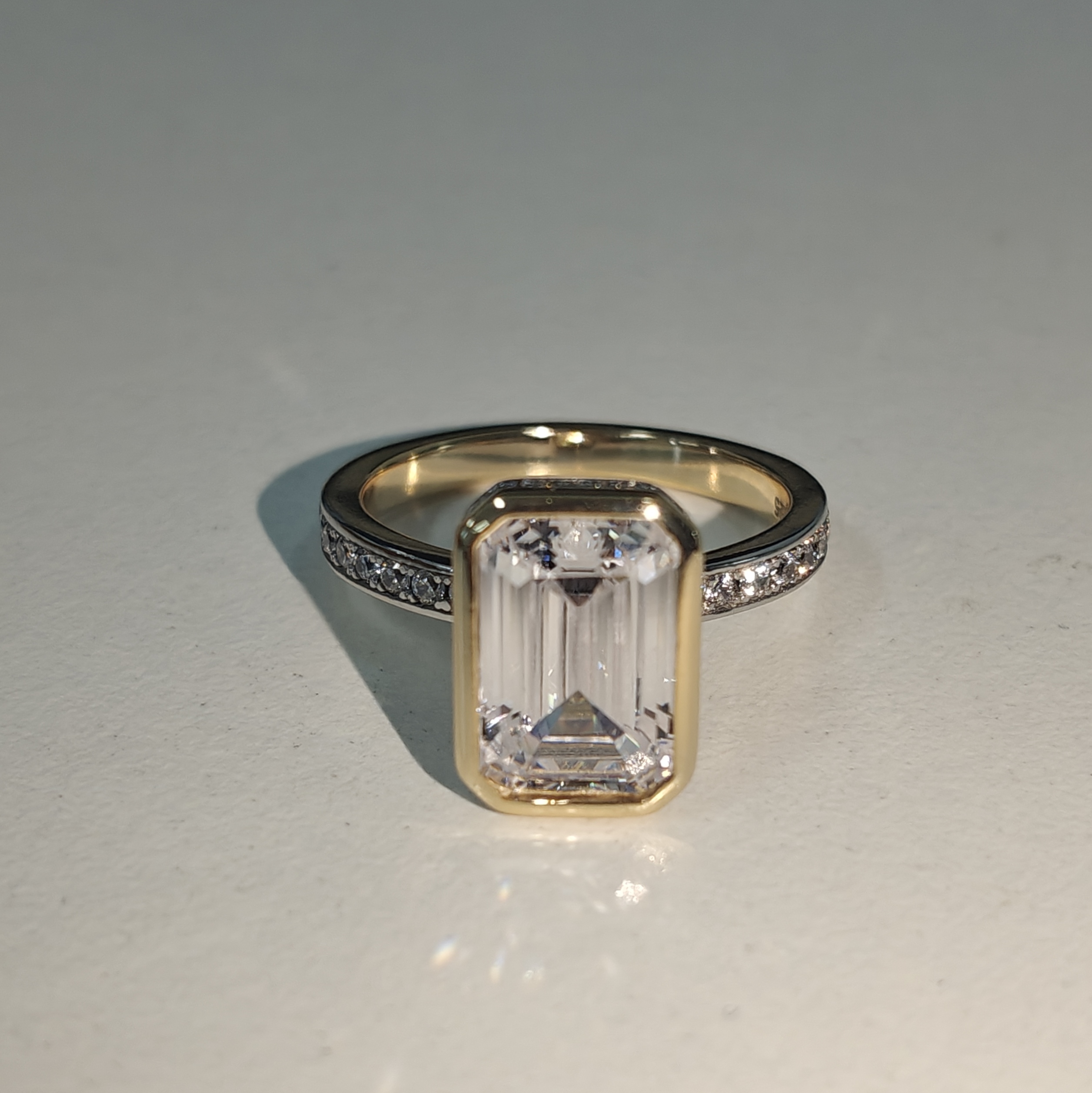 3.5ct Emerald Cut Sterling Silver Handmade Ring