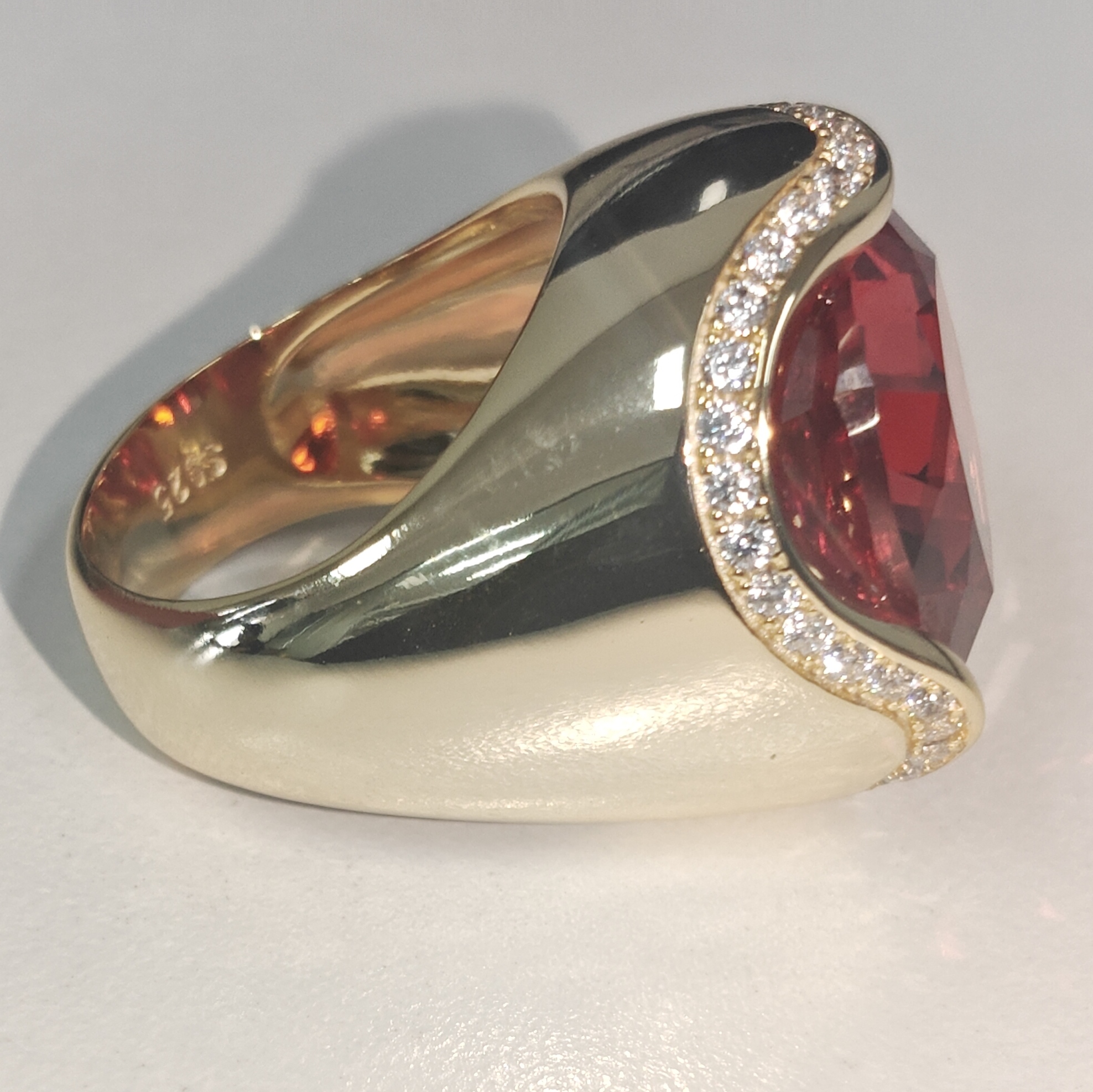8ct Cushion Cut Ruby Red ​​sterling Silver Handmade Ring in Gold Tone