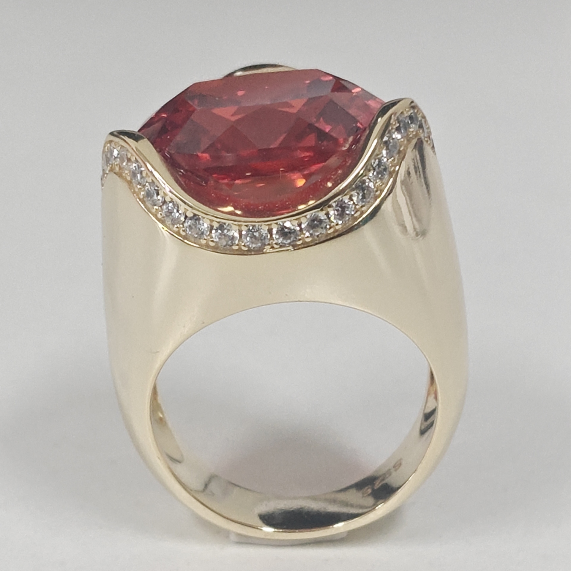 8ct Cushion Cut Ruby Red ​​sterling Silver Handmade Ring in Gold Tone