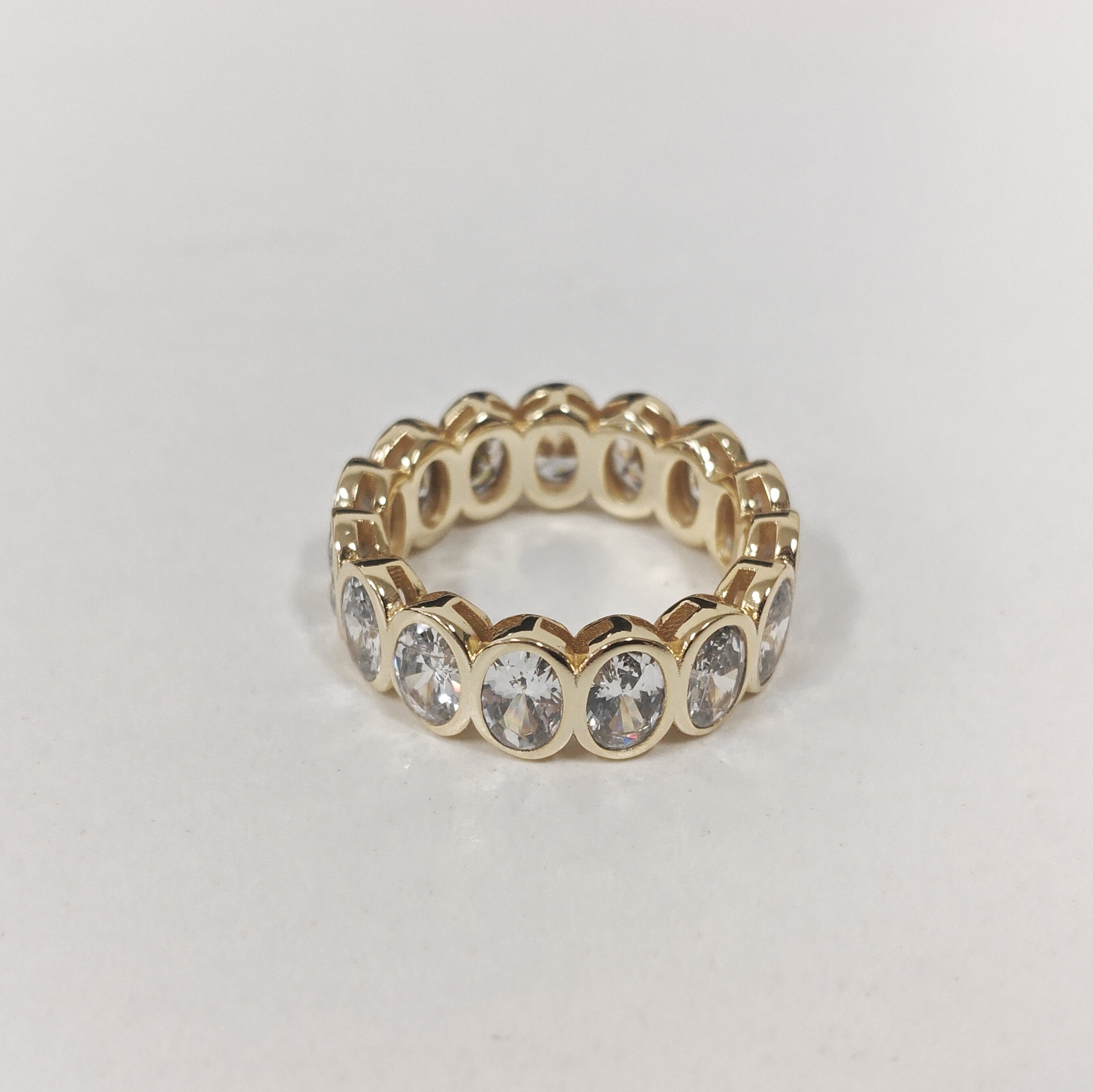6.4ct Oval Cut White Stone Handmade Eternity Band In Yellow Gold