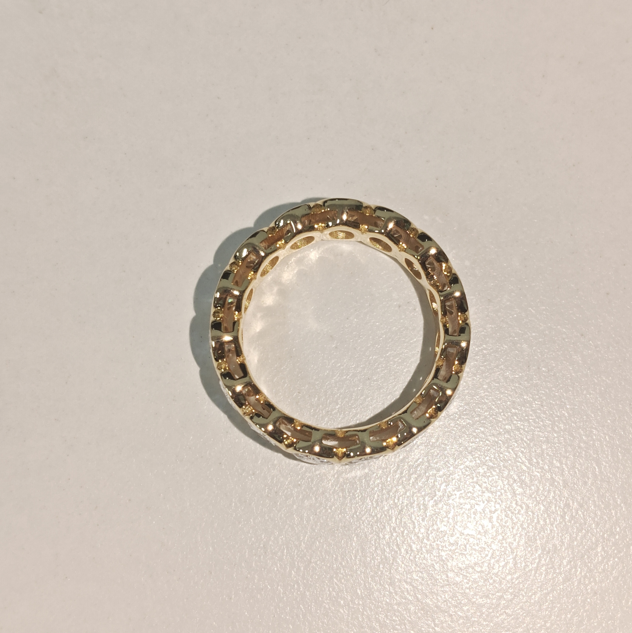 6.4ct Oval Cut White Stone Handmade Eternity Band In Yellow Gold