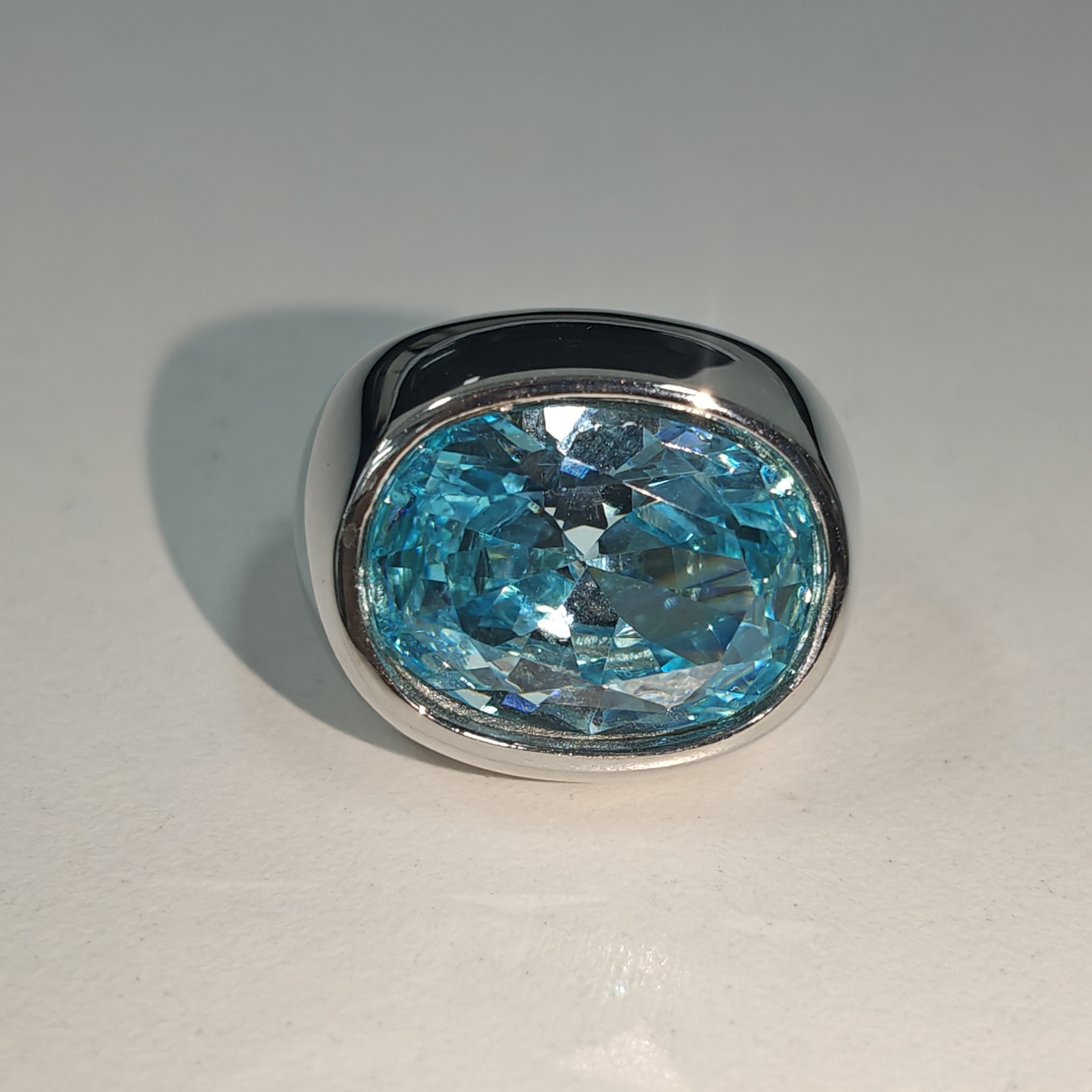 4ct Oval Cut Sterling Silver Aquamarine Ring