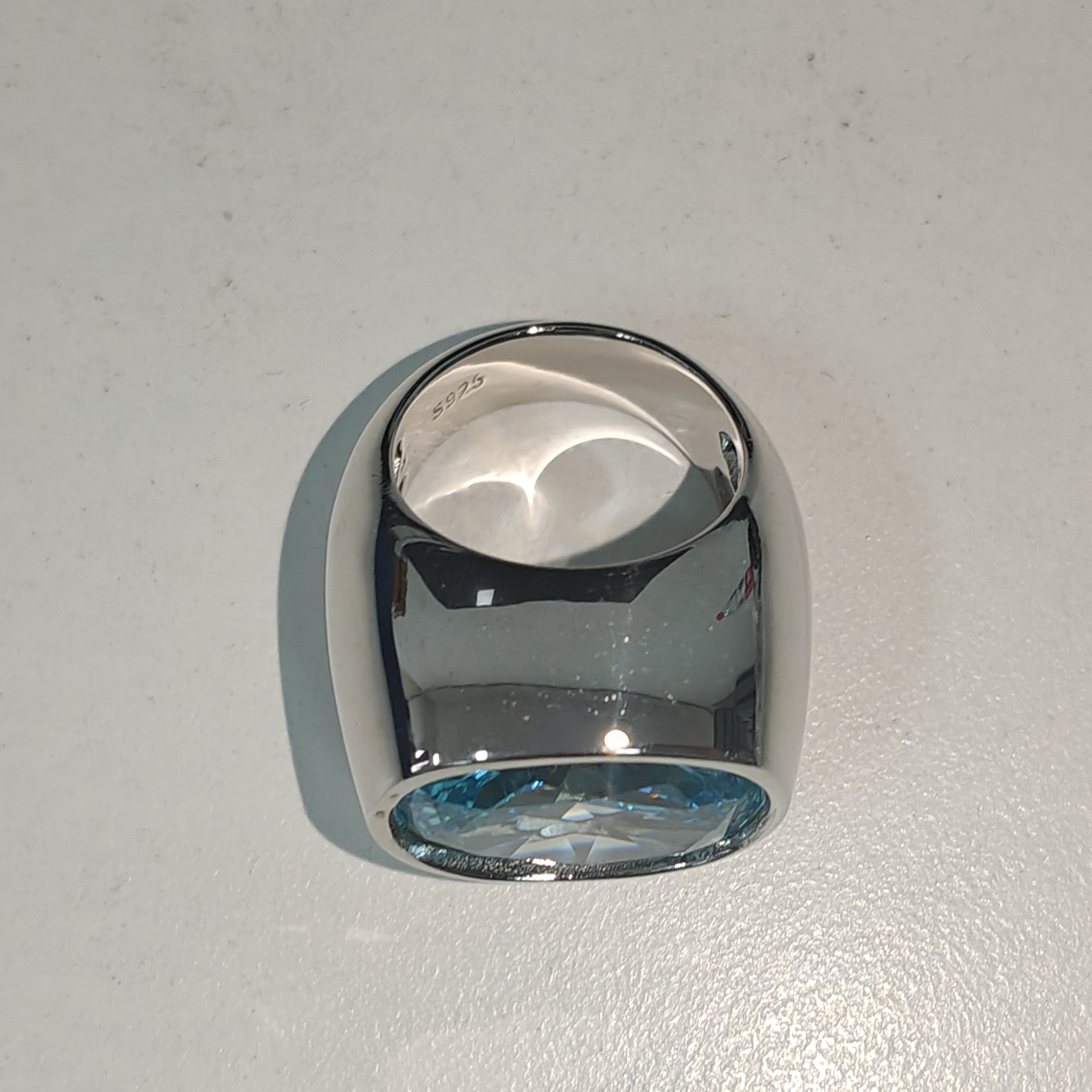 4ct Oval Cut Sterling Silver Aquamarine Ring
