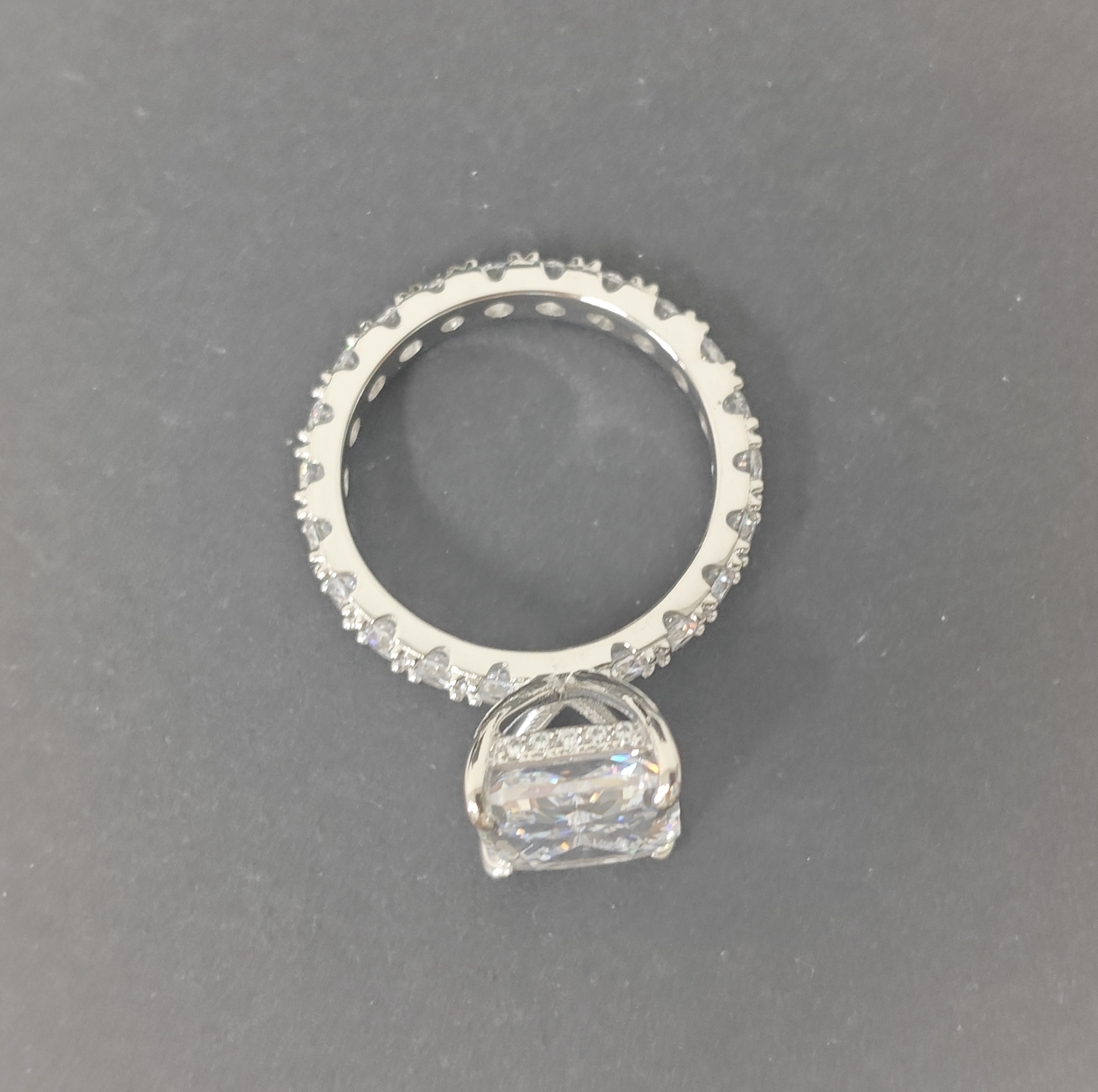 9ct Radiant Cut White Sapphire Paved Setting Handmade Engagement Ring