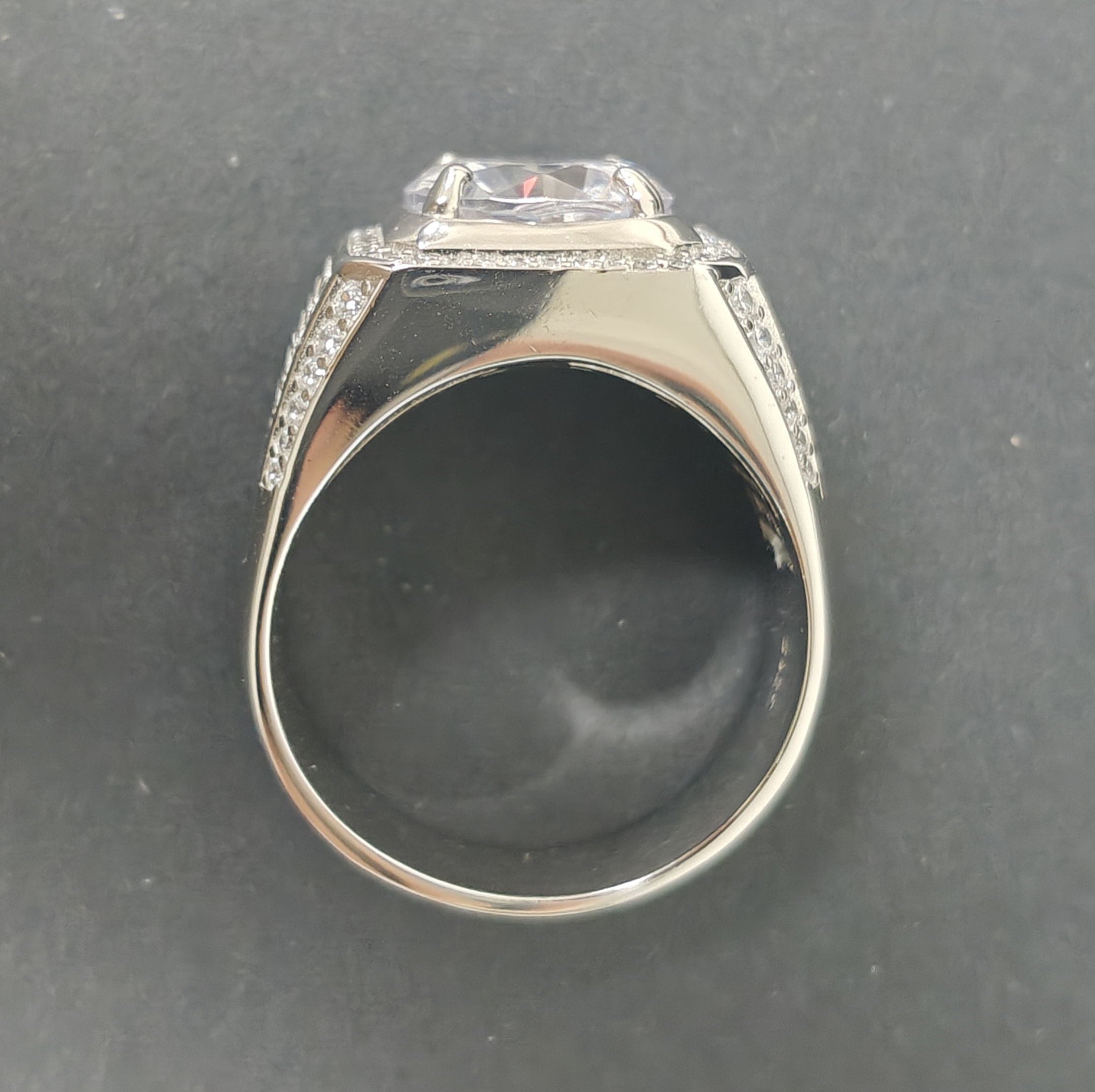 6.5ct Round Cut White Sapphire Halo Pave Set Handmade Men's Ring
