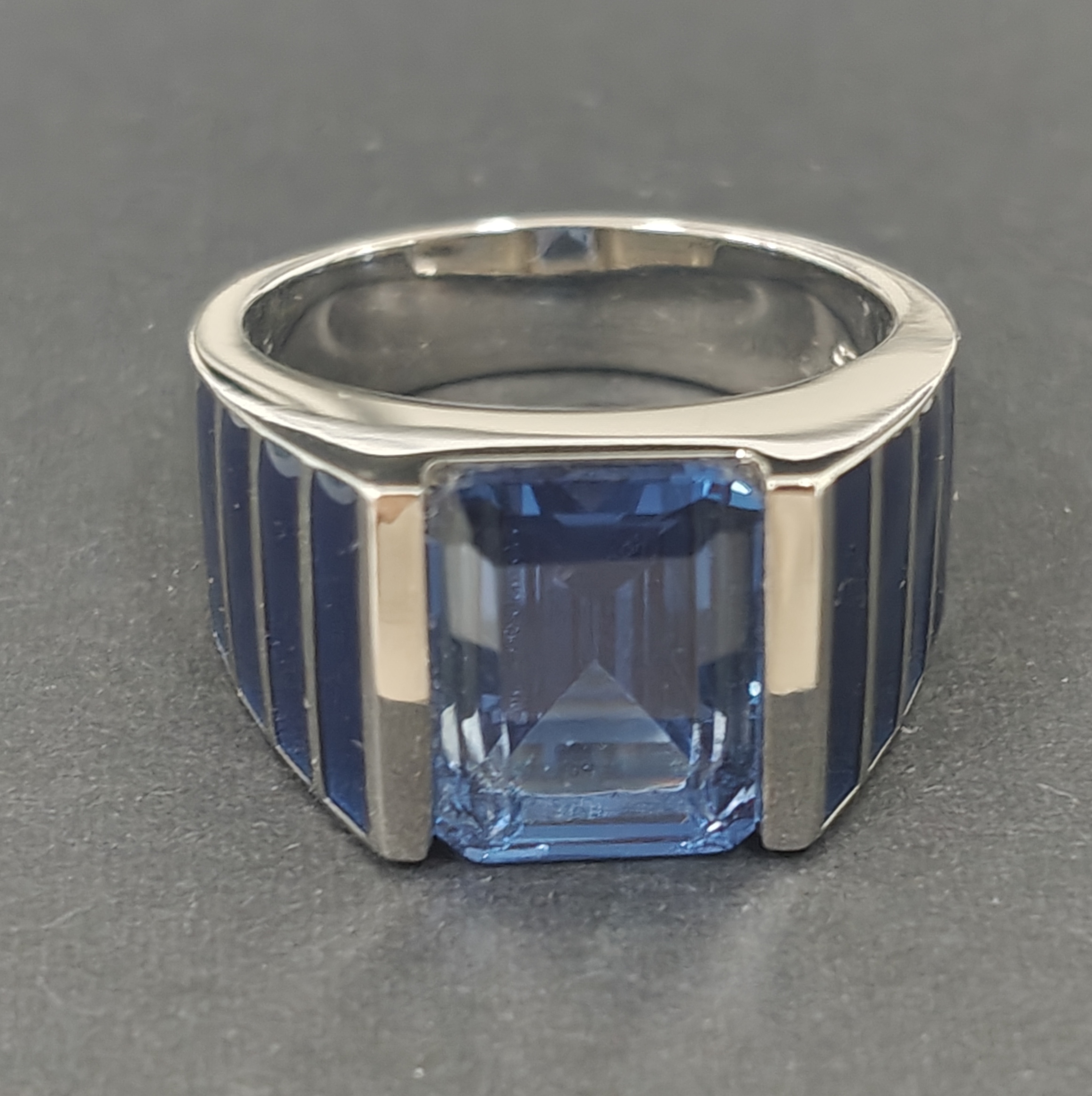 4ct Emerald-Cut Sapphire Blue Stone Ring for Men