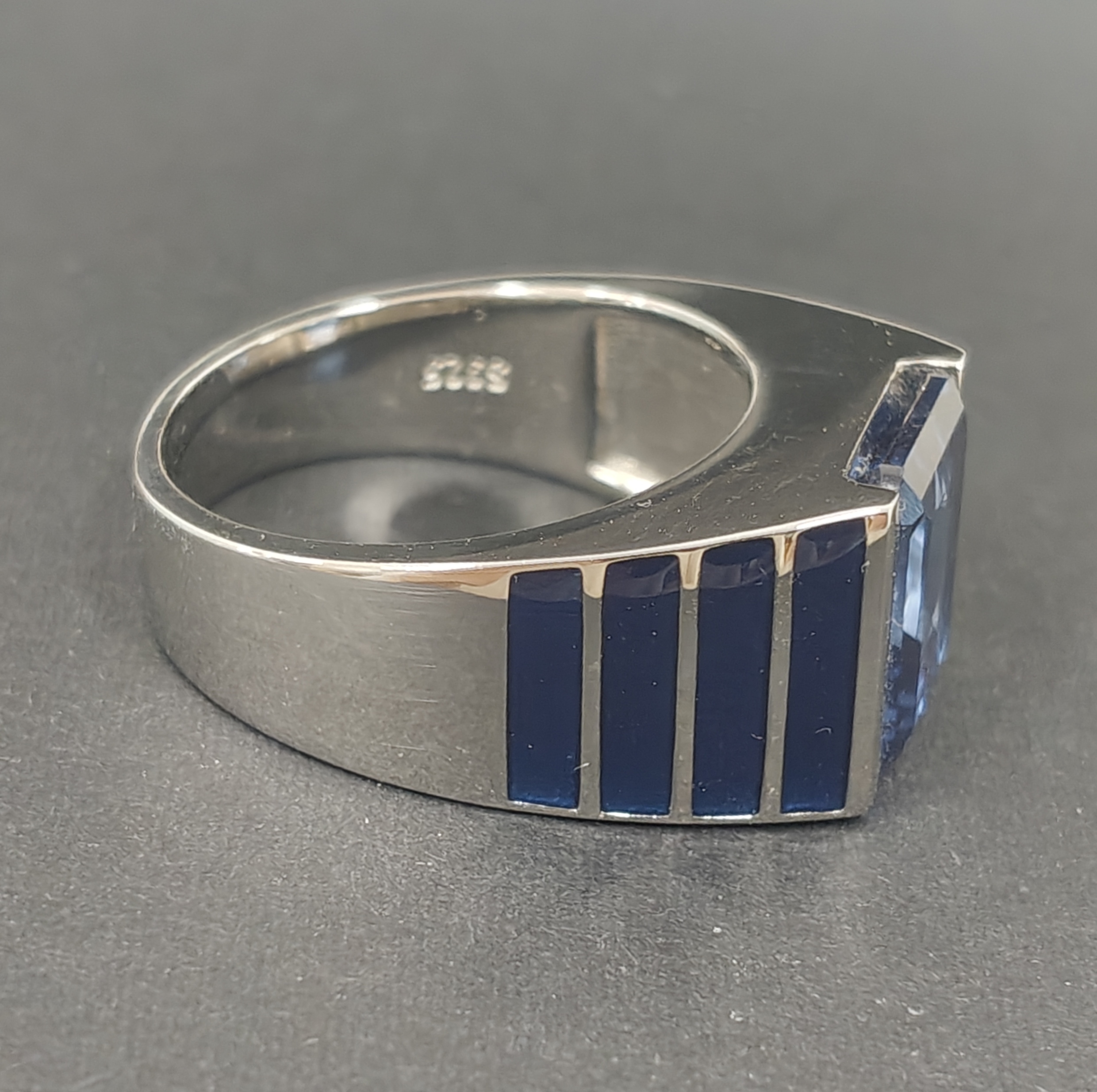 4ct Emerald-Cut Sapphire Blue Stone Ring for Men