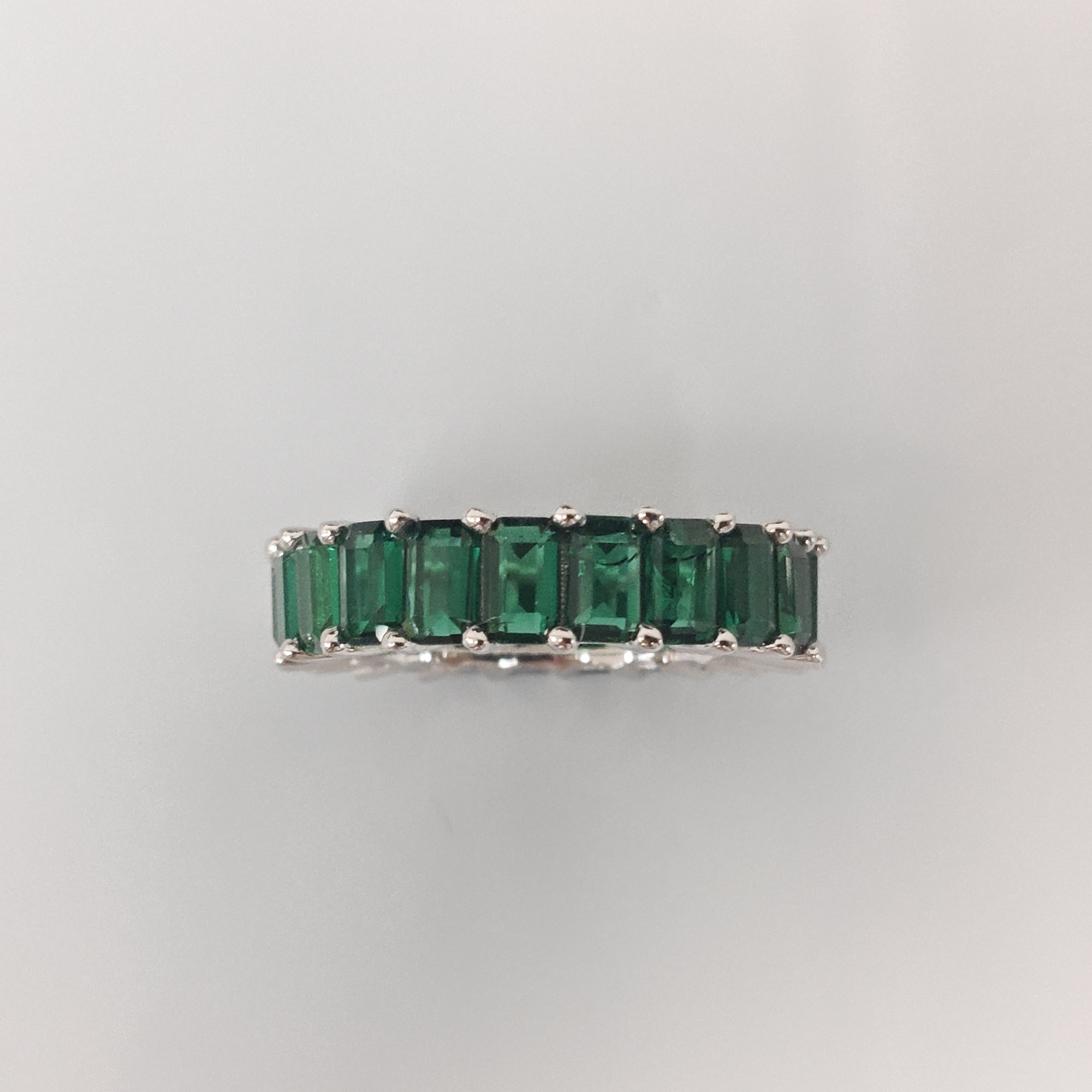 2ct Princess Cut Emerald Sterling Silver Handmade Ring