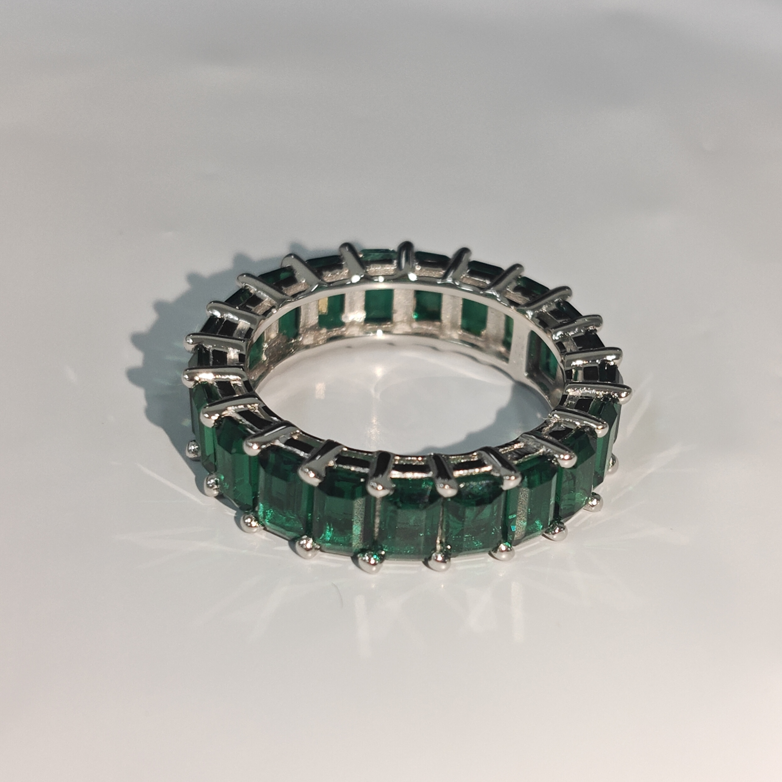 2ct Princess Cut Emerald Sterling Silver Handmade Ring