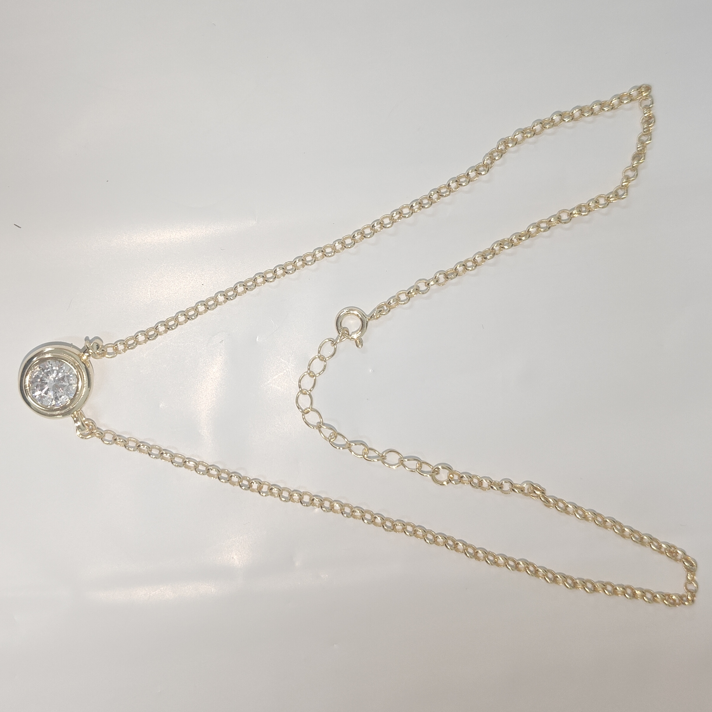 4.5ct Round Cut White Sapphire Yellow Gold Link Chain Necklace