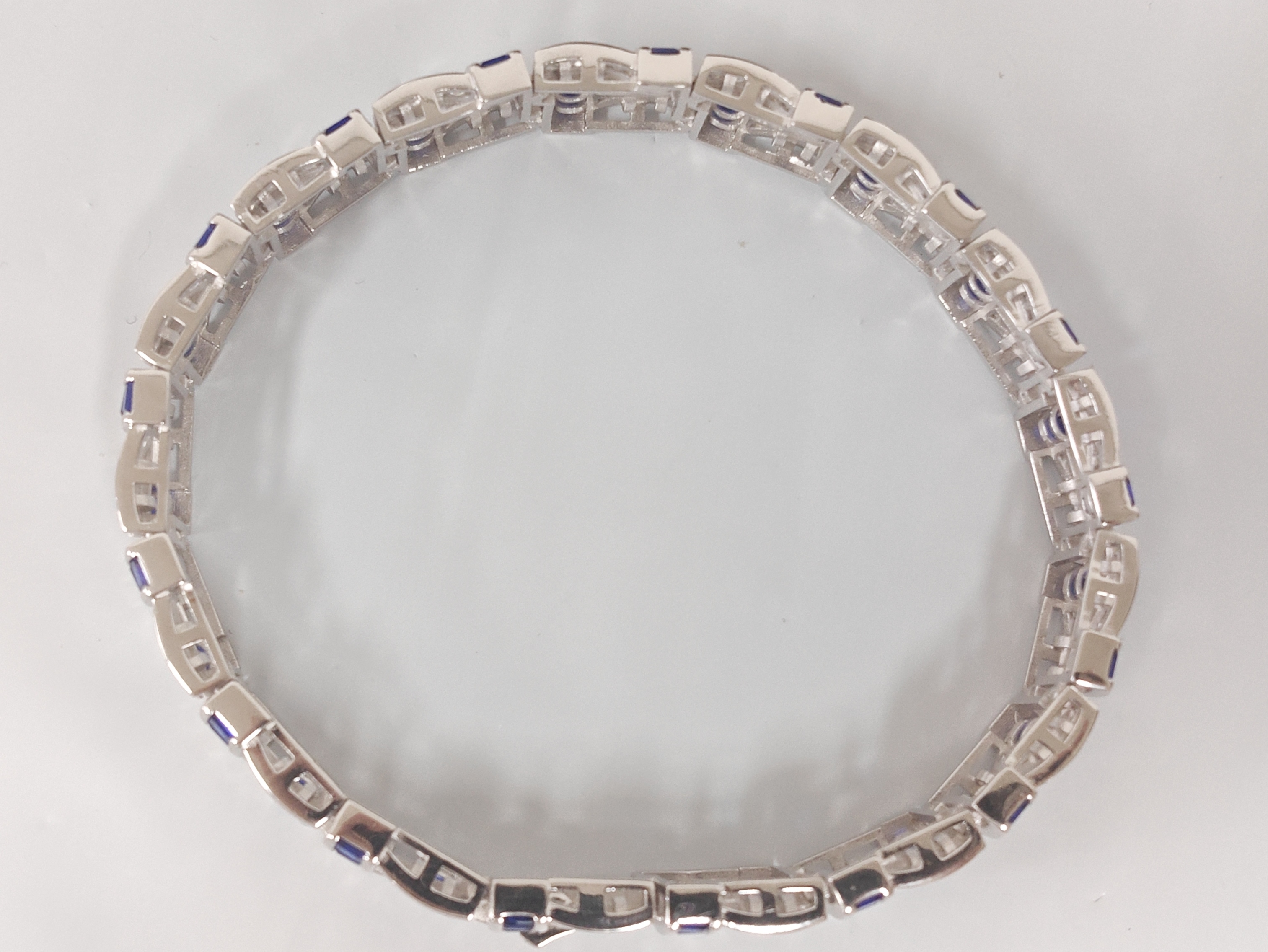 Sapphire Blue & White Stone Basket Weave Bracelet