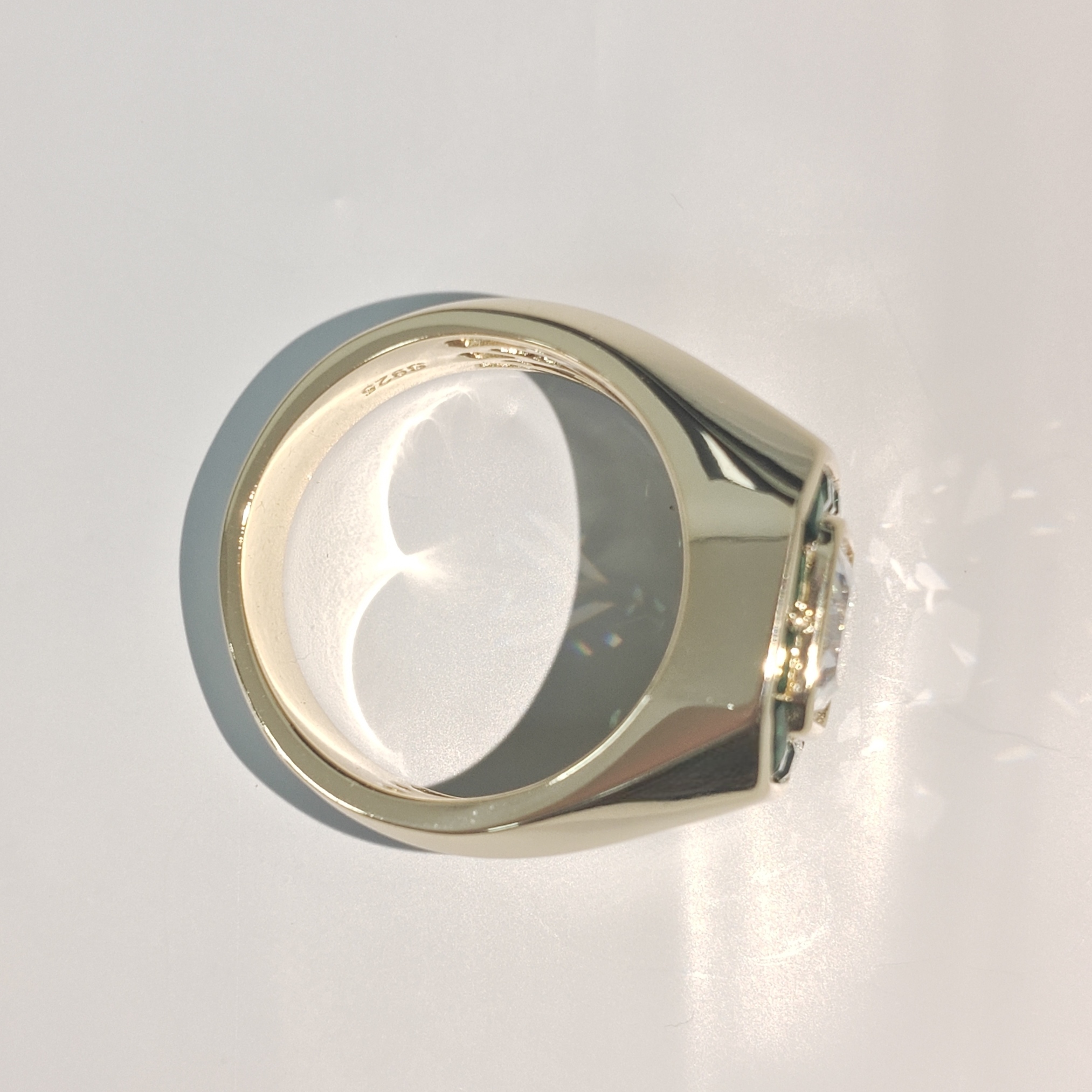 3ct Radiant Cut Emerald Green Halo White Stone Handmade Ring