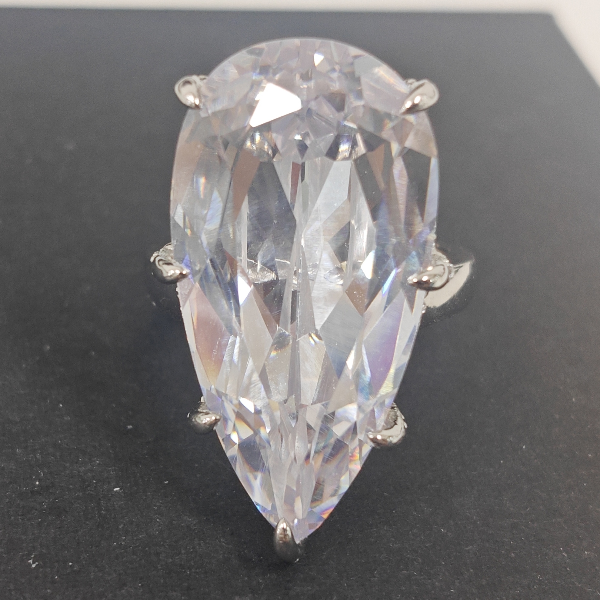15ct Under Halo Pear Cut White Stone Ring 