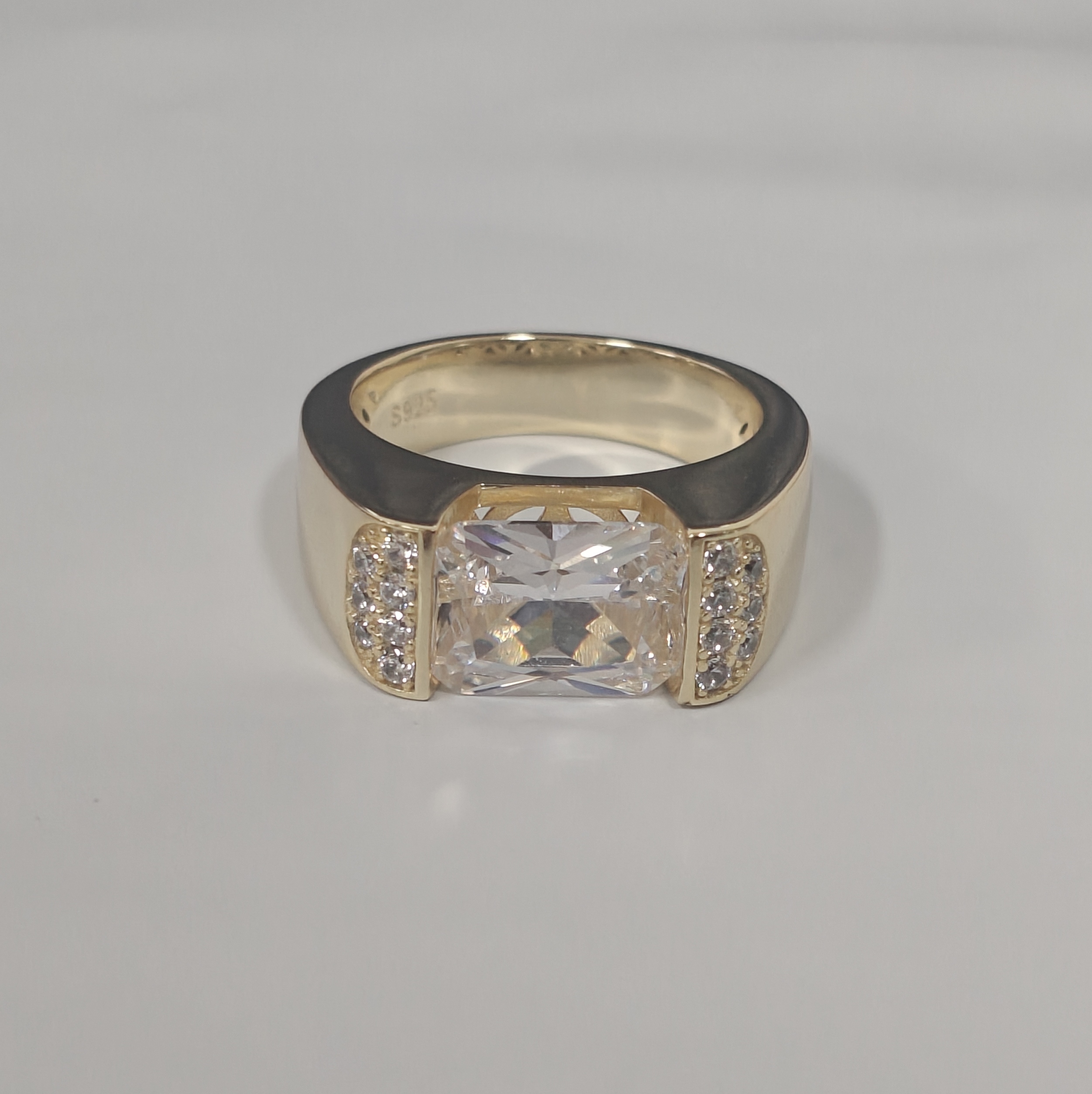 4.13ct Men's Radiant Cut White Stone Ring