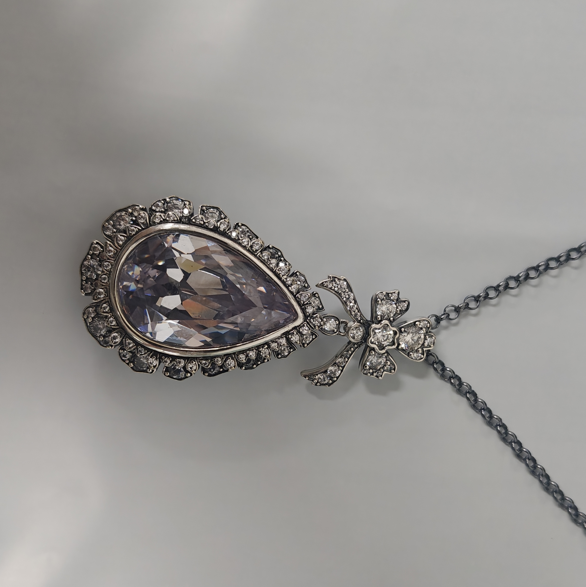 22.99 Carat Pear-shaped Rose-cut Diamond Pendant