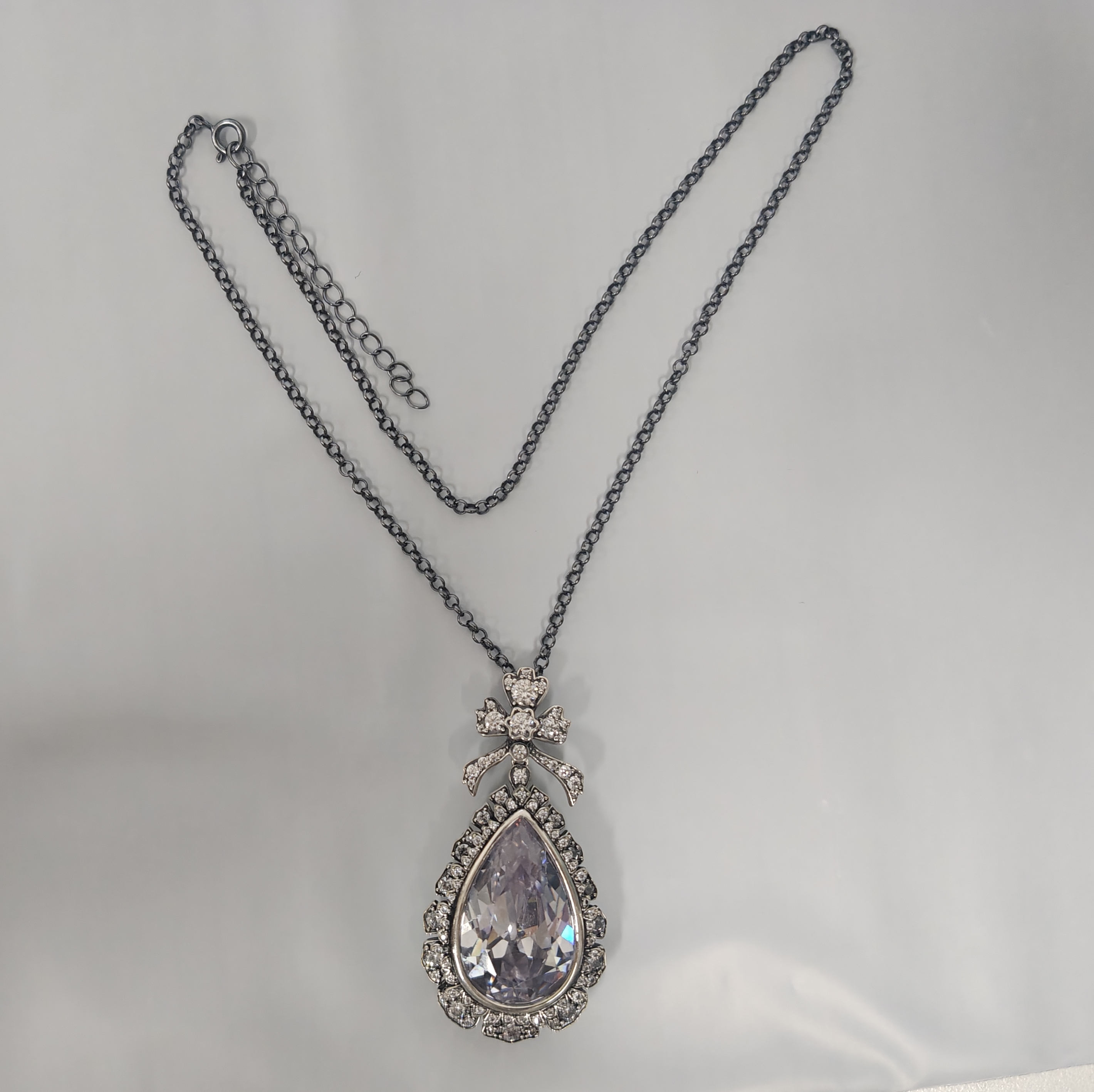 22.99 Carat Pear-shaped Rose-cut Diamond Pendant