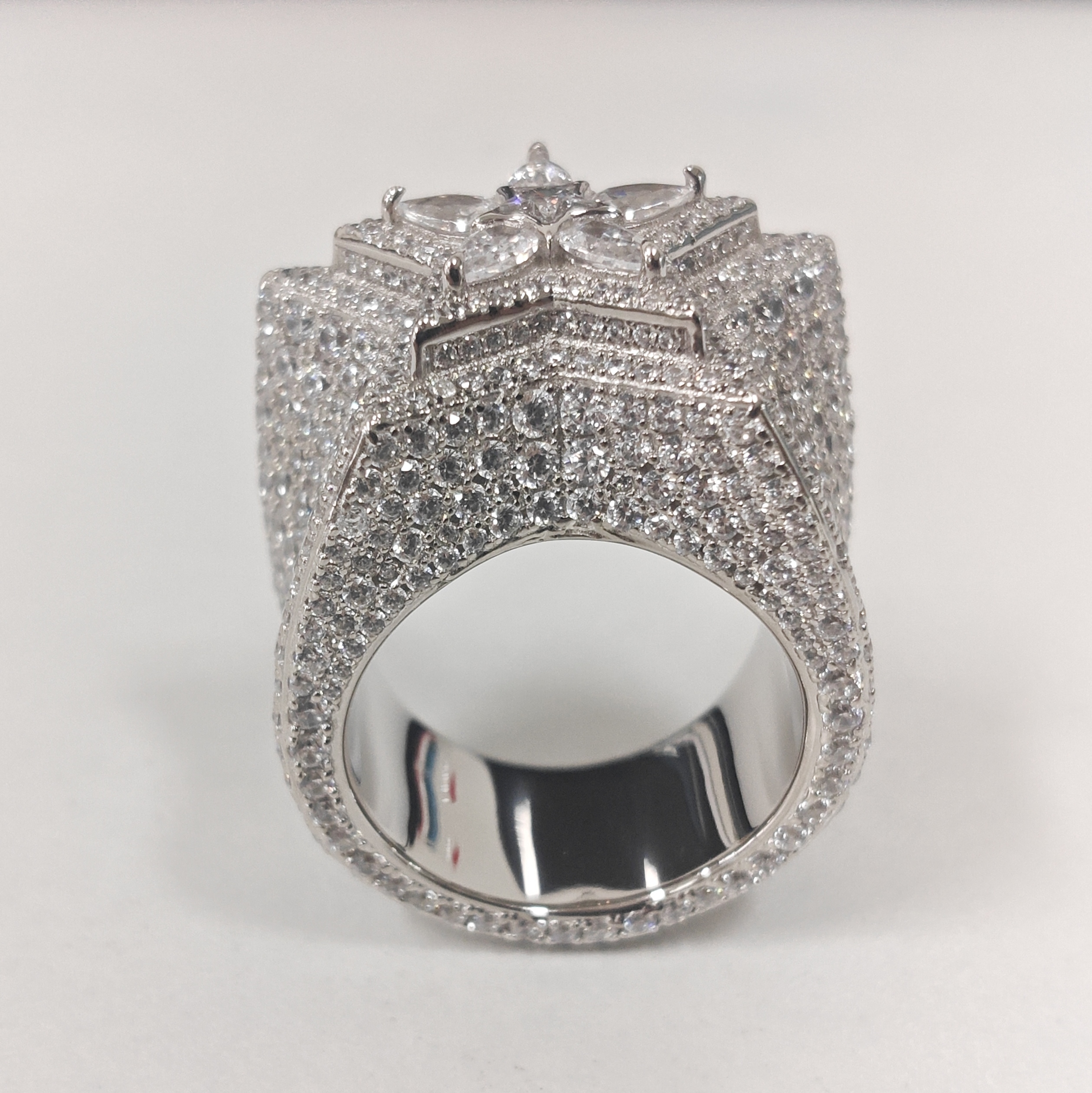23ct Pear-shaped Diamond Inlaid Luxury Sterling Silver Five-pointed Star Shape Handmade Men's Ring