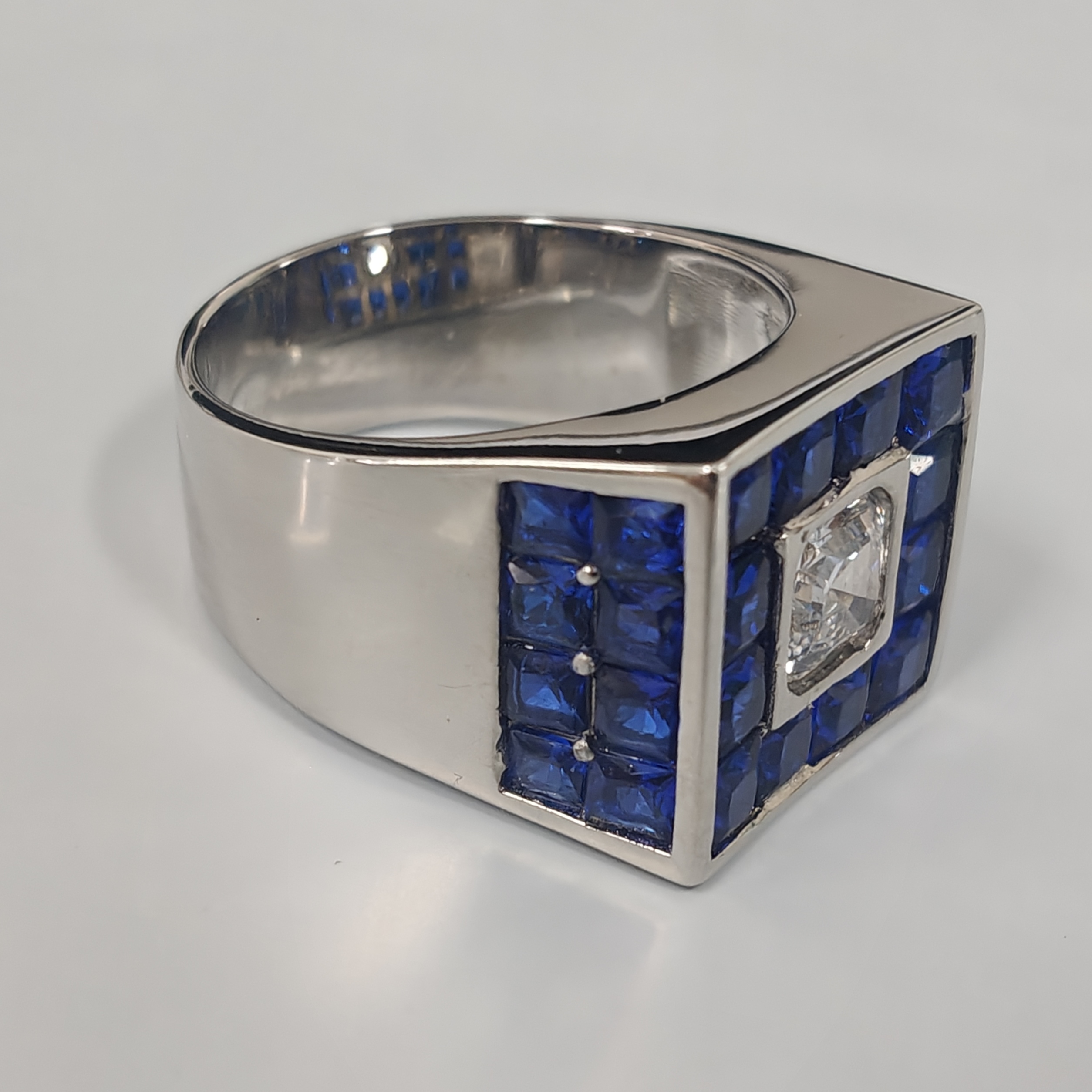 2ct Asscher Cut Double-tone Stone Men's Ring