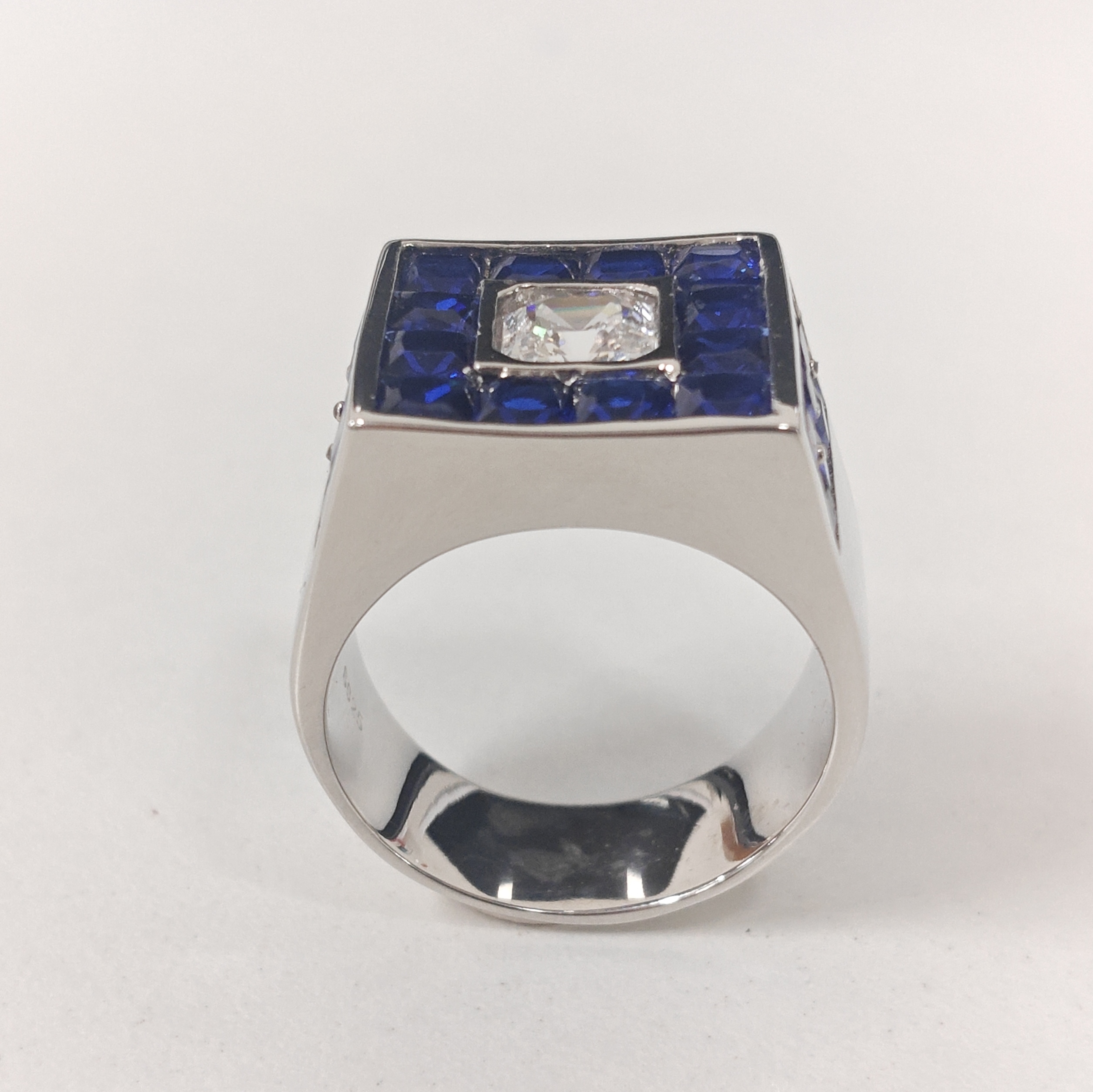 2ct Asscher Cut Double-tone Stone Men's Ring