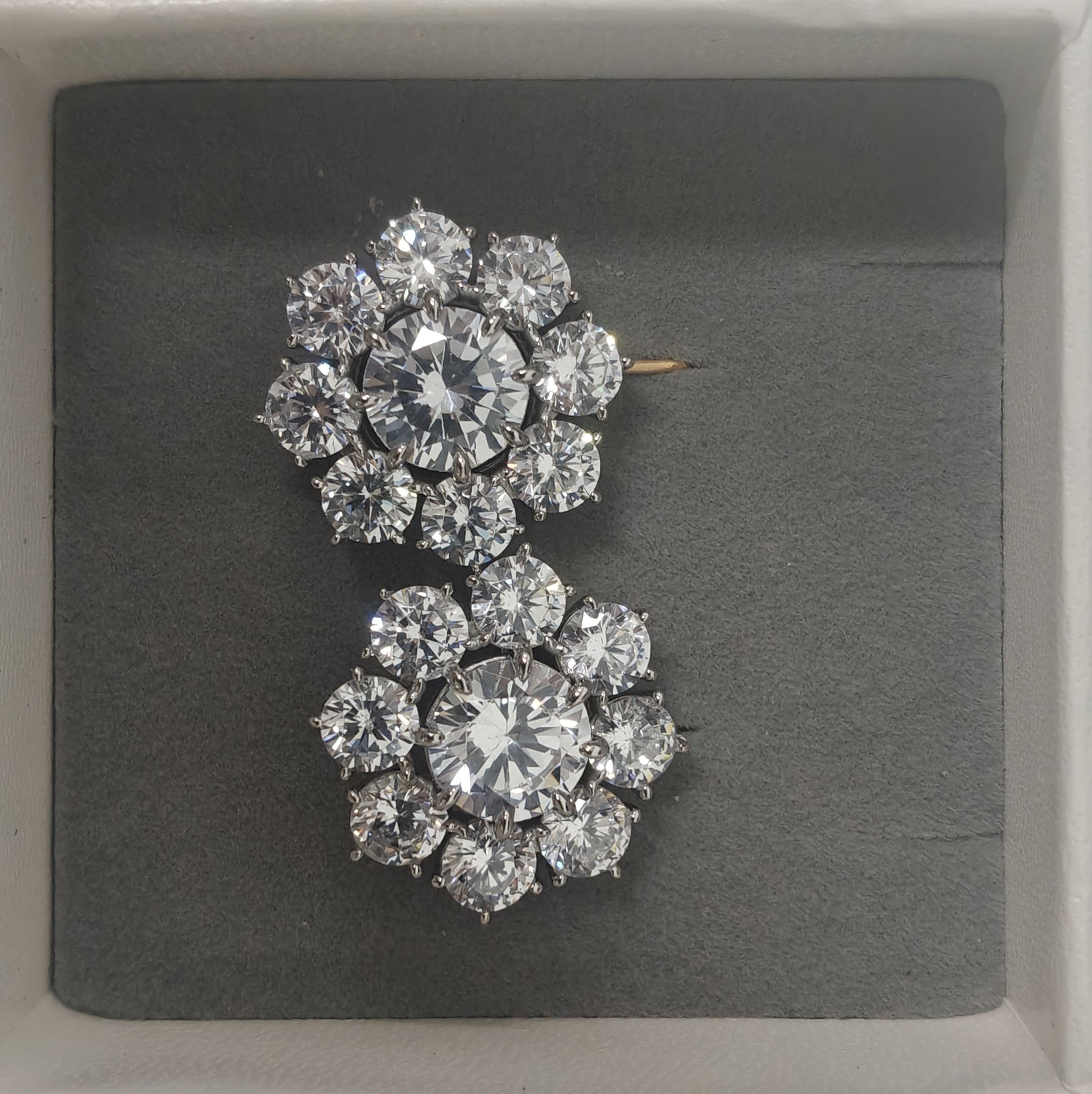 24.6CT White Sapphire Cluster Flower Drop Earrings