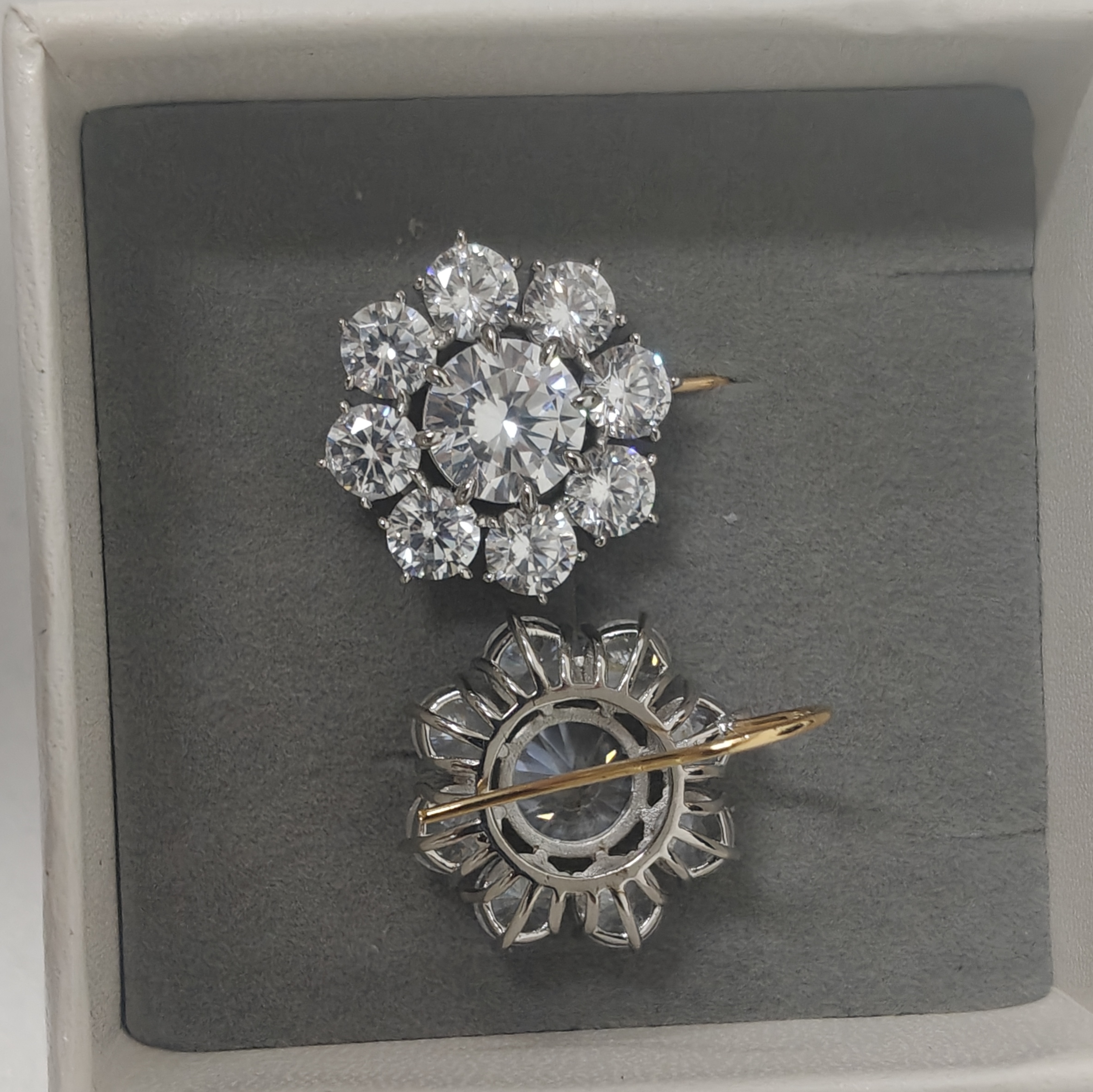 24.6CT White Sapphire Cluster Flower Drop Earrings