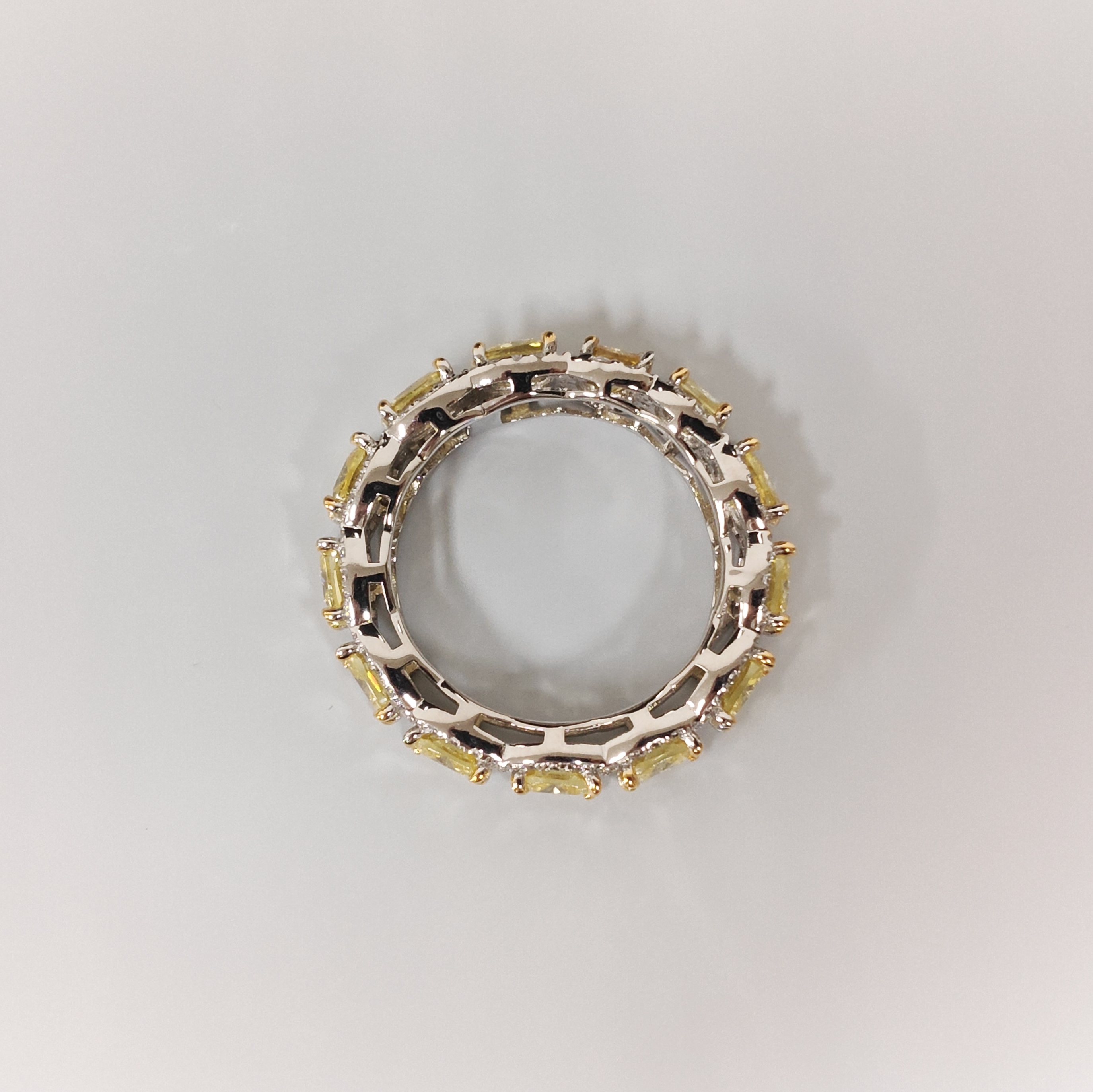 8.75ct Cushion Cut Yellow Sapphire Eternity Wedding Band