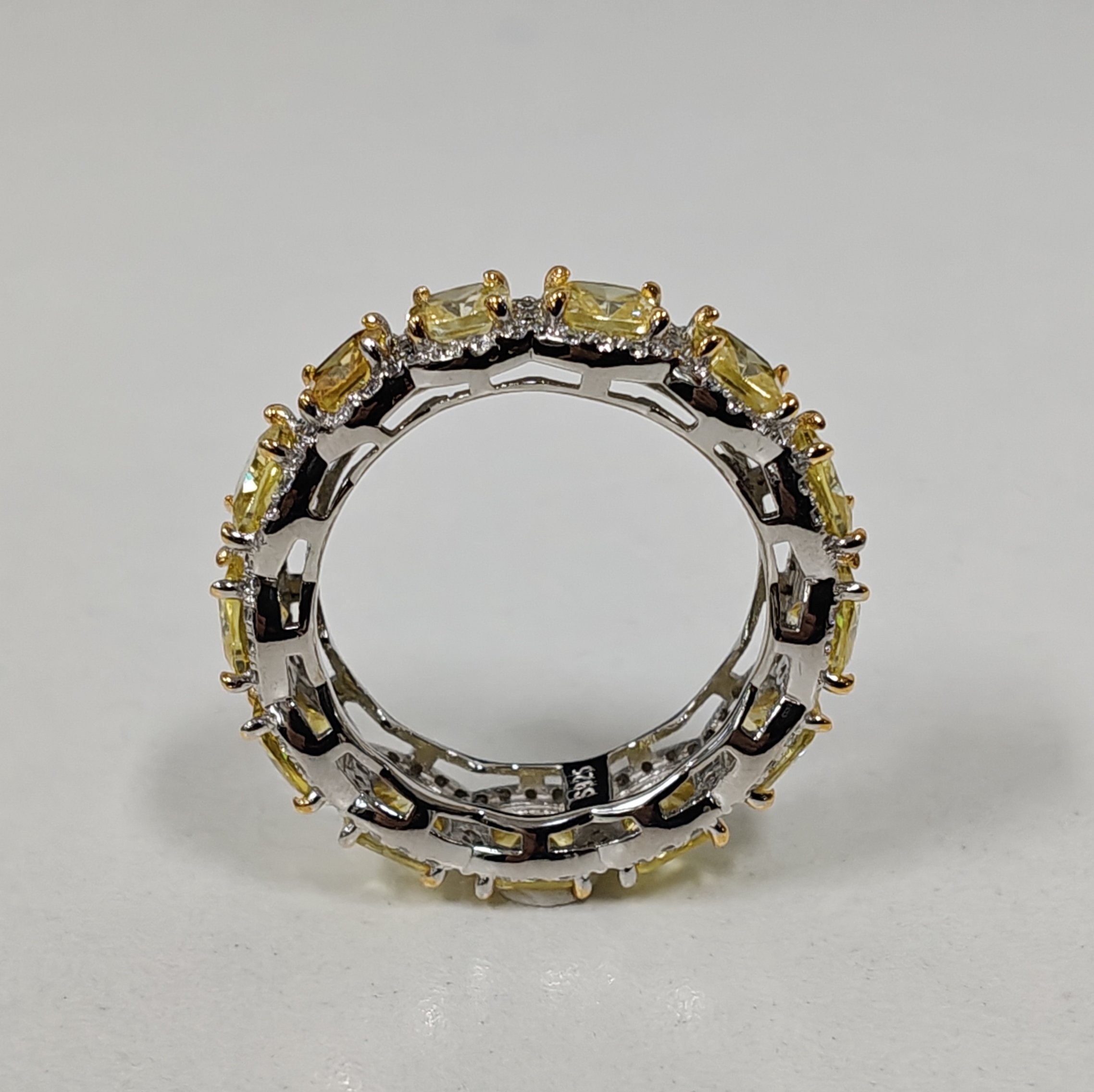 8.75ct Cushion Cut Yellow Sapphire Eternity Wedding Band