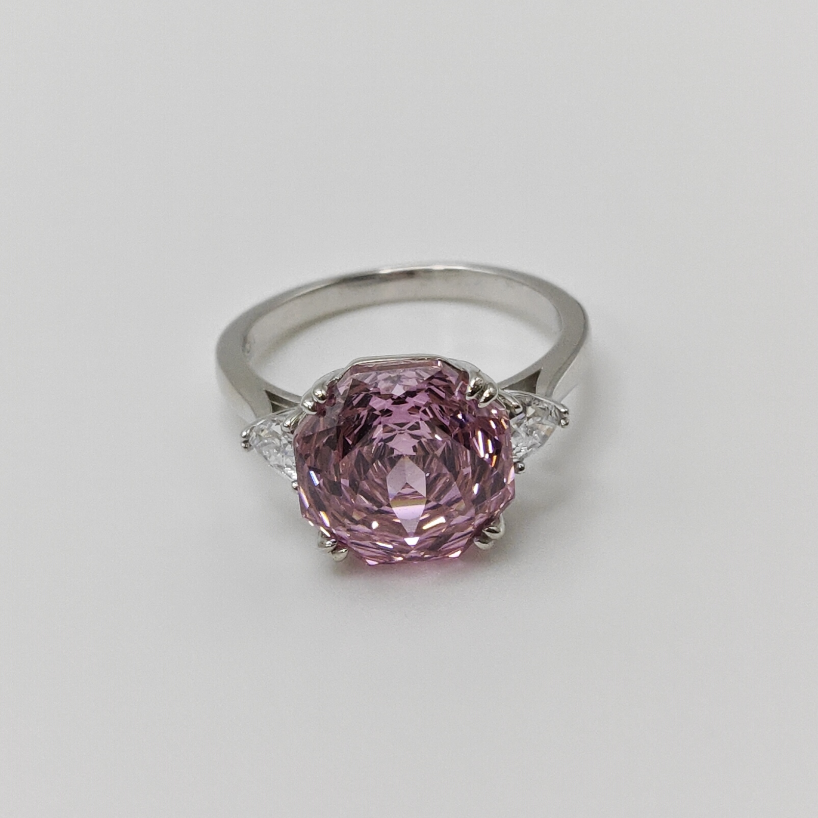 5 Ct Rose Cut Three Pink Stones Anniversary Ring Exquisite Statement Ring
