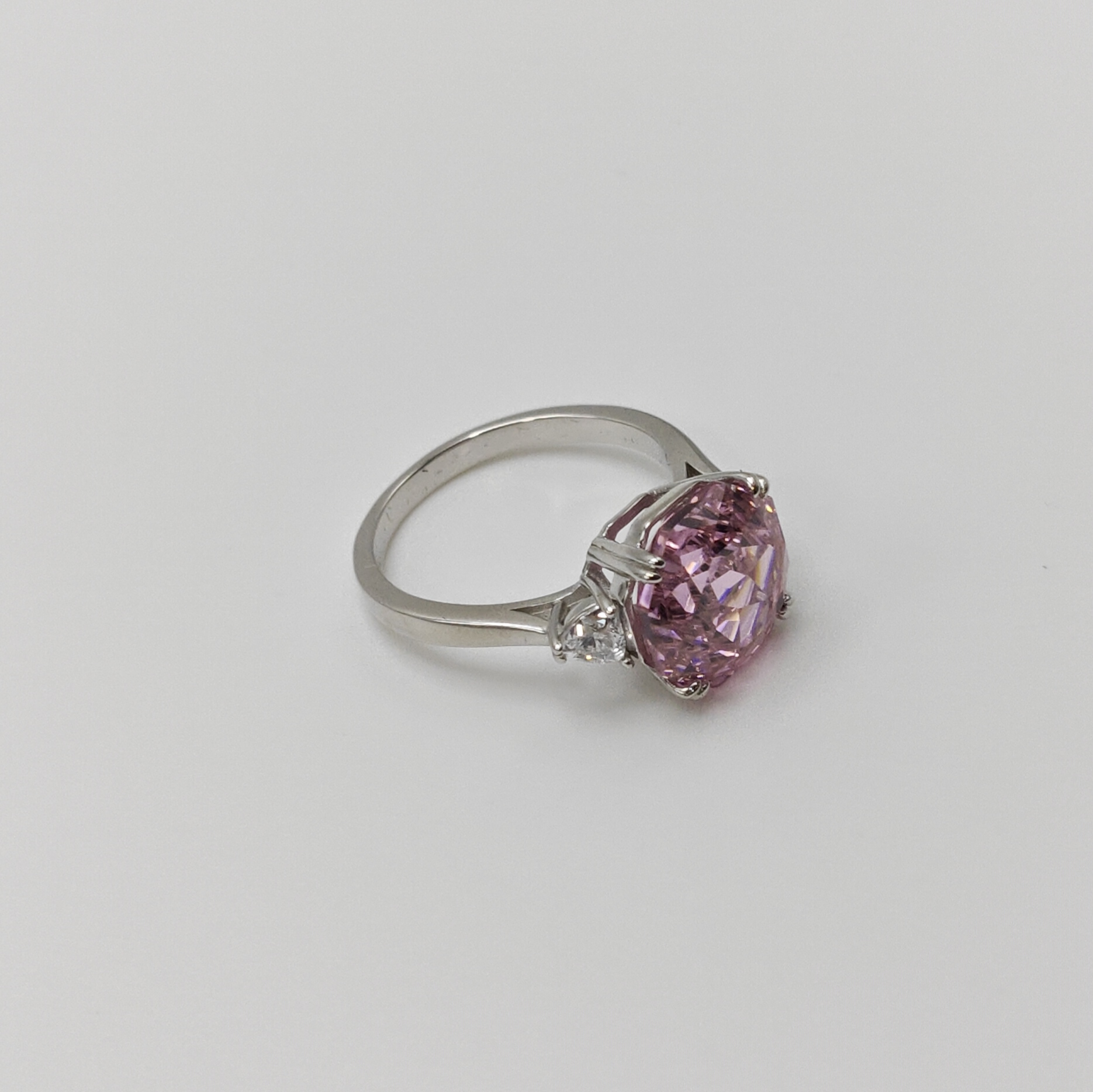 5 Ct Rose Cut Three Pink Stones Anniversary Ring Exquisite Statement Ring