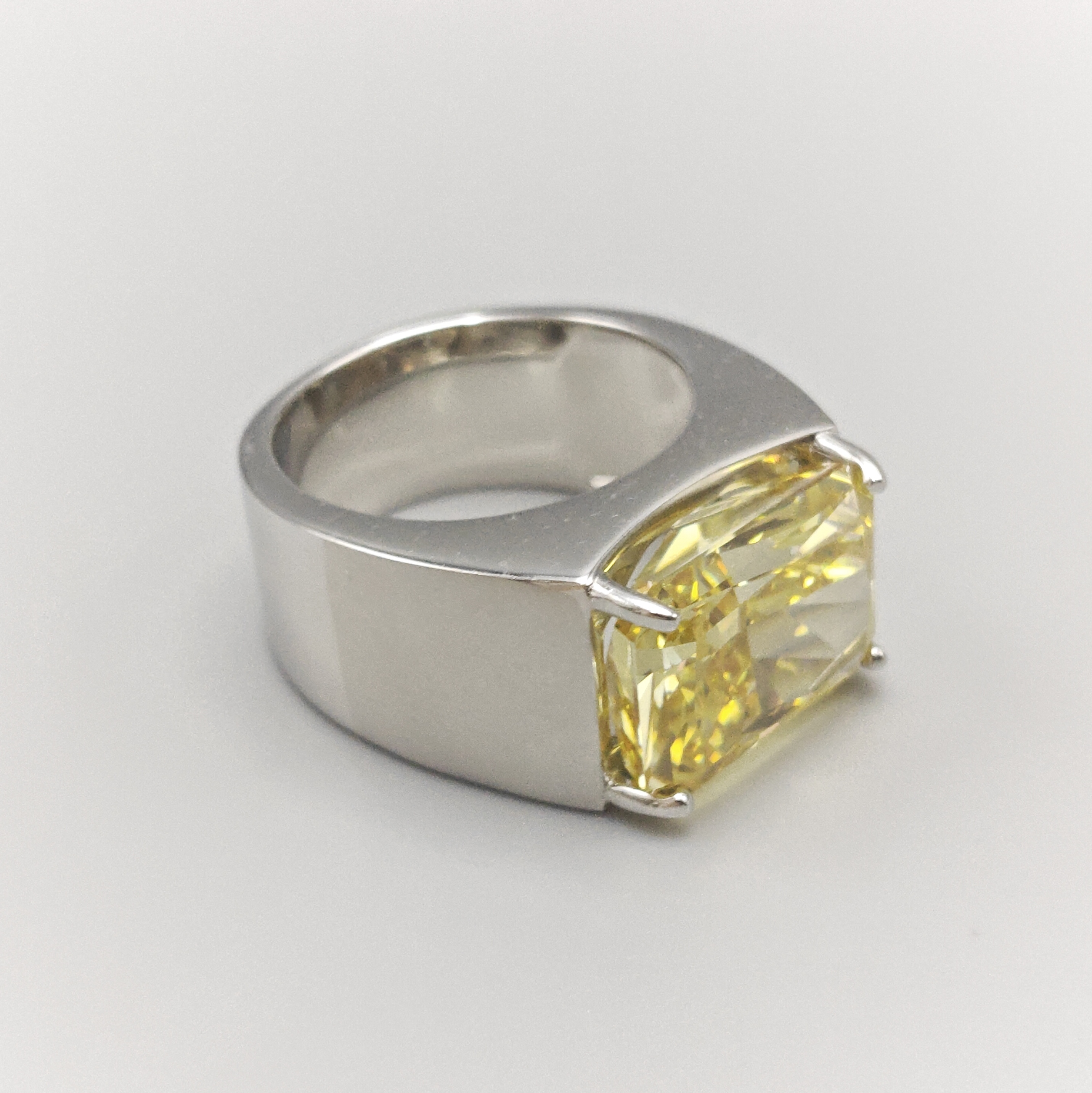 10ct Radiant Cut Yellow Stone Solitaire Ring for Men