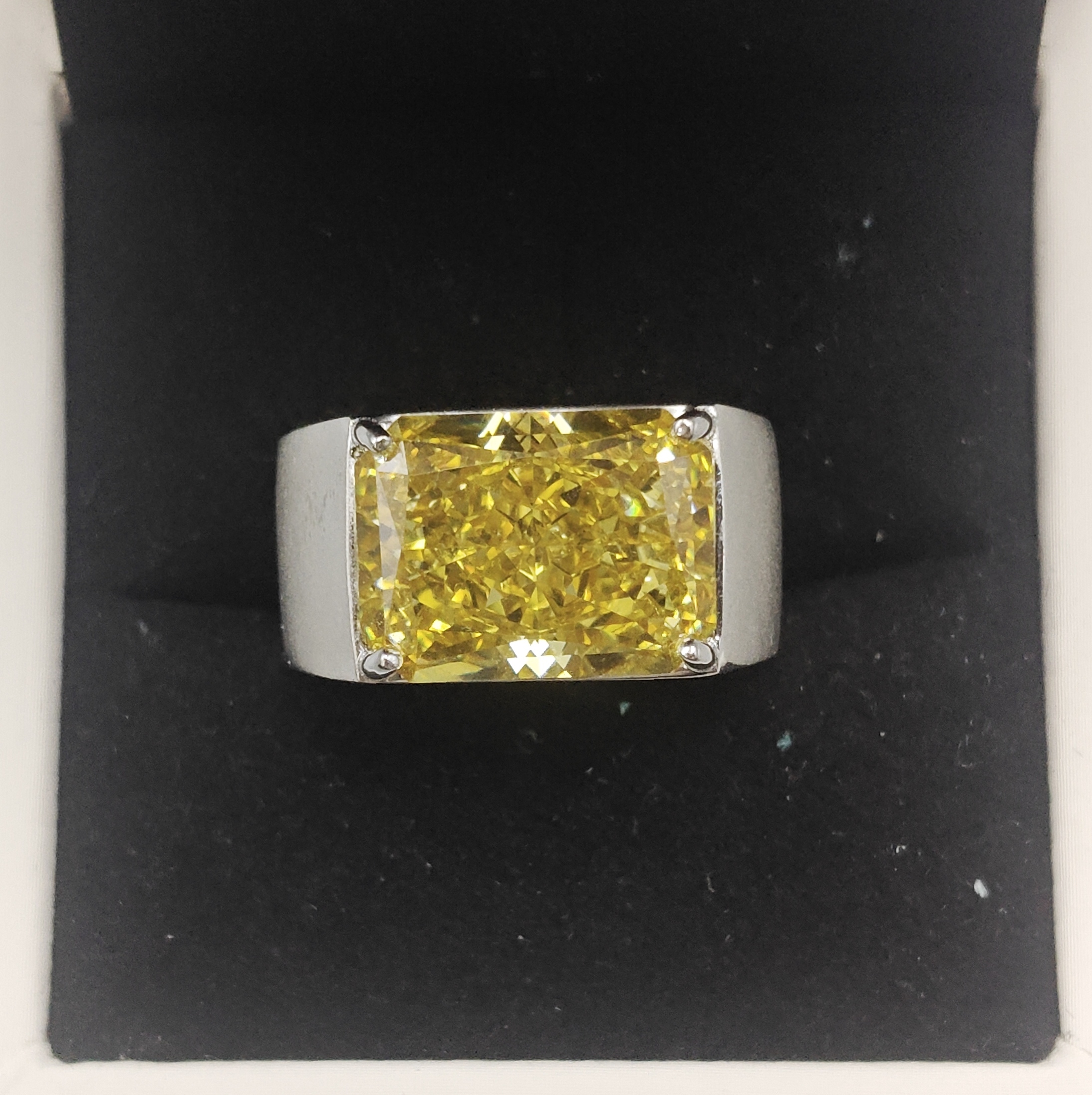 10ct Radiant Cut Yellow Stone Solitaire Ring for Men