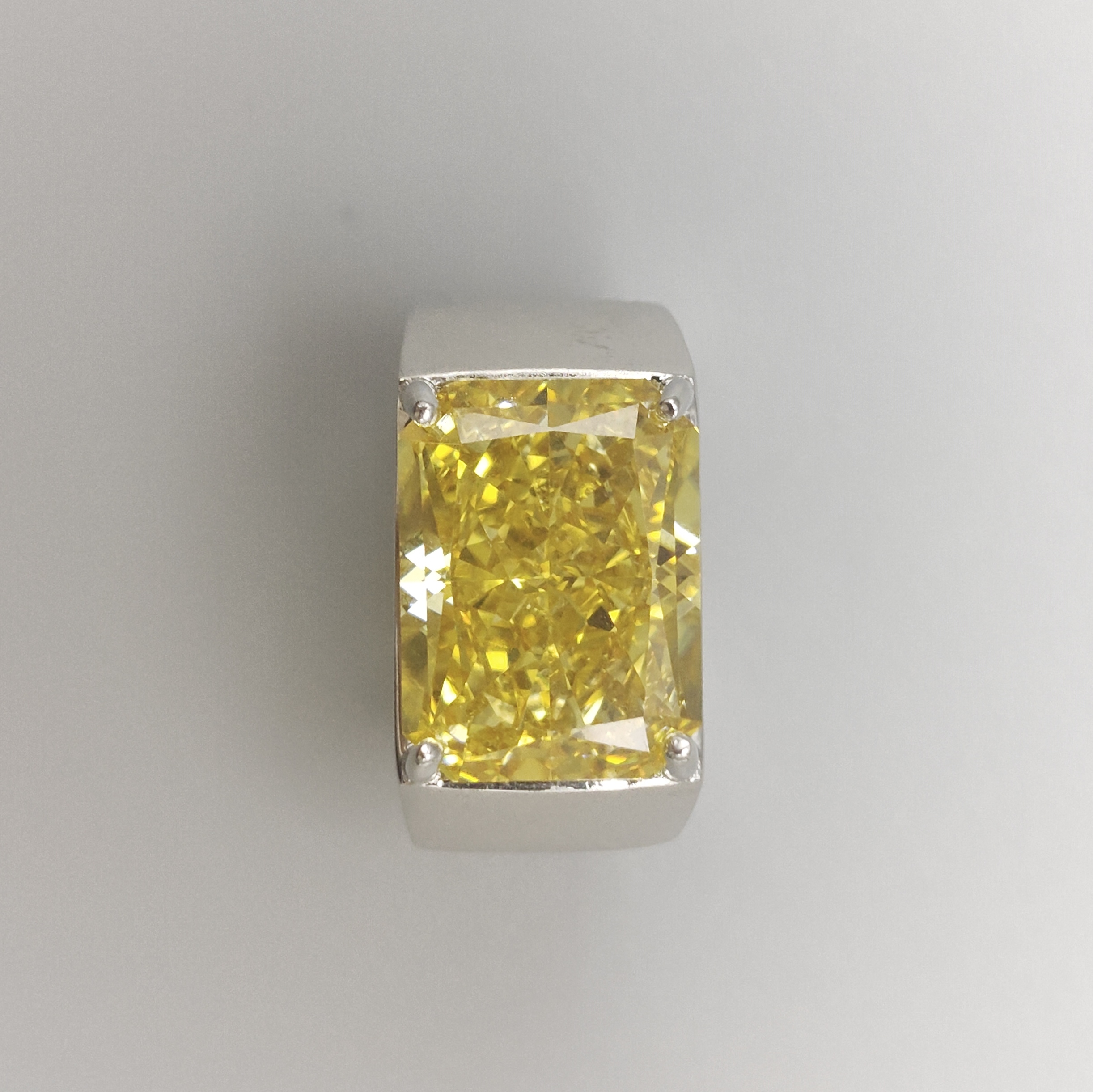 10ct Radiant Cut Yellow Stone Solitaire Ring for Men