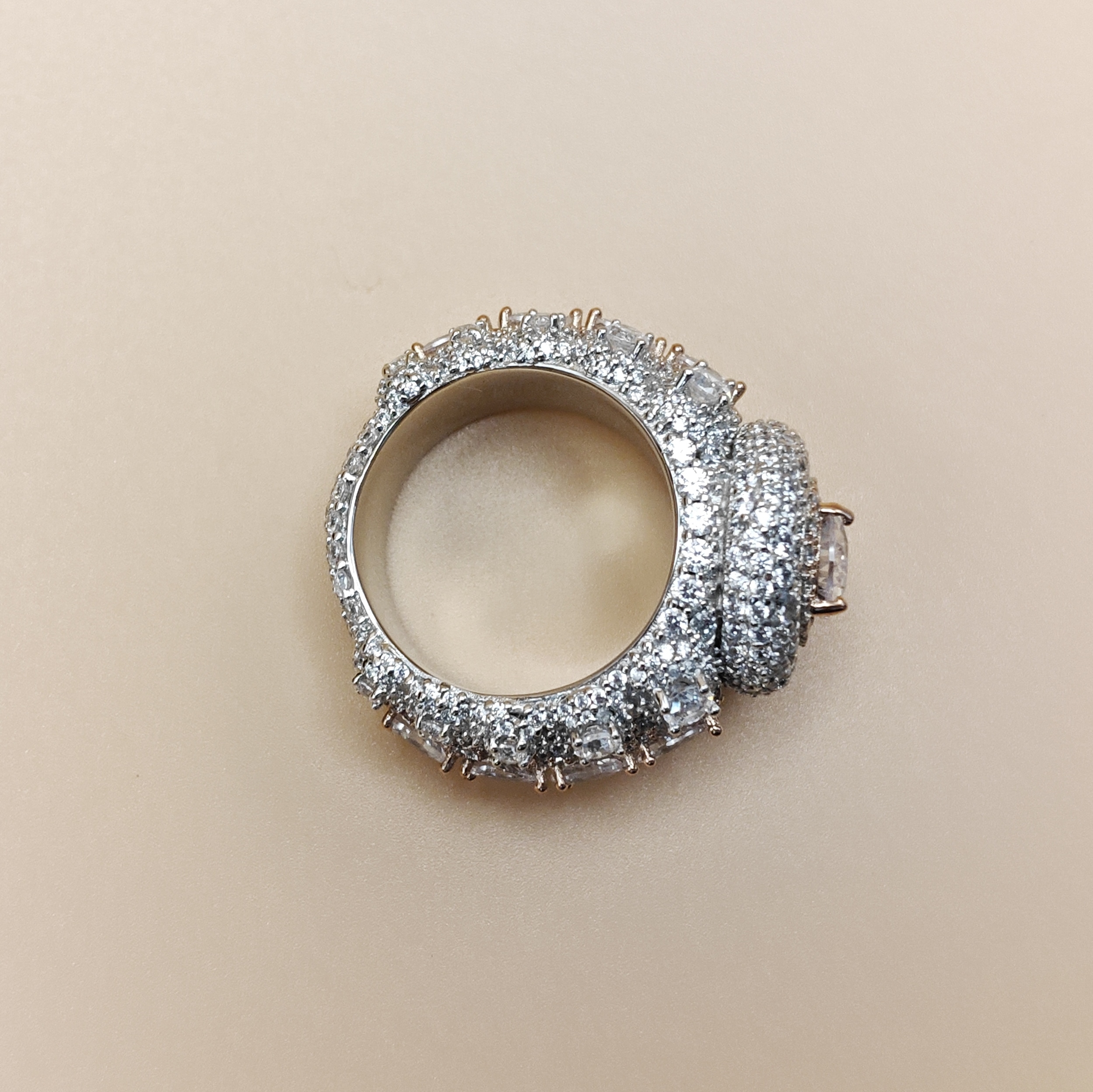 5ct Pear Cut With 12ct Side Stones Halo Pave Set Handmade Men's Rings