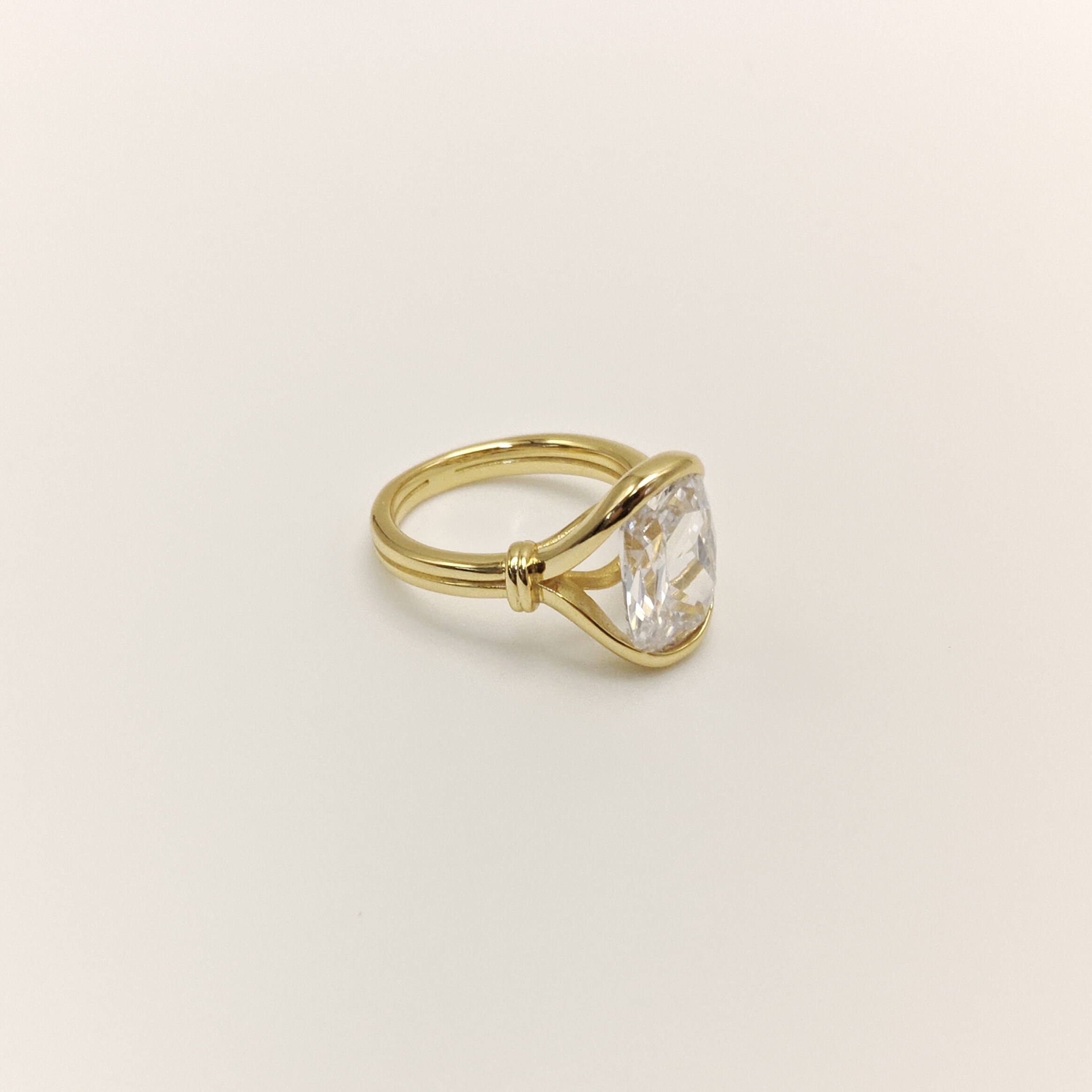 Knot Design 4.35ct Old Mine Cushion Ring