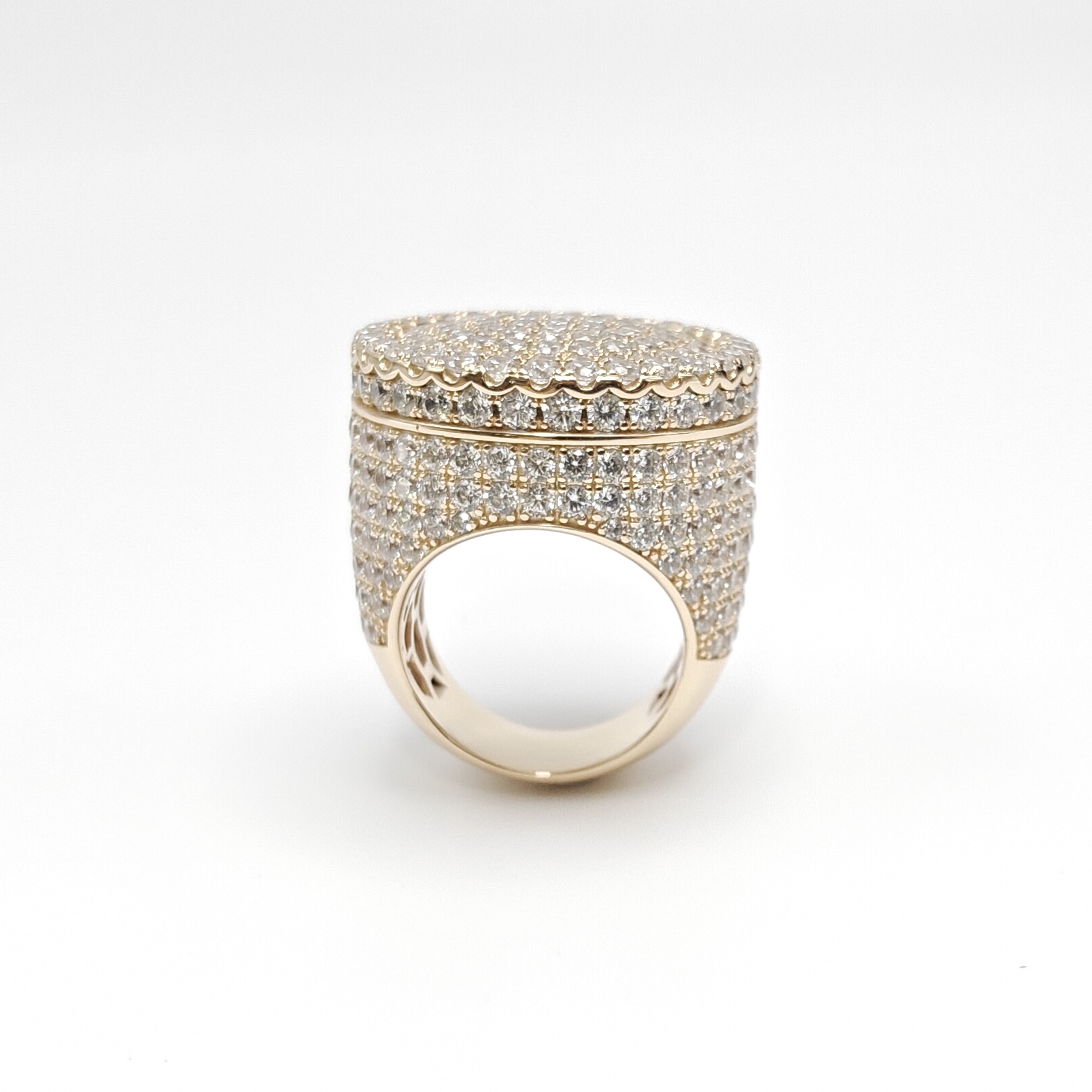 Round Cut Pave Set Rose Gold Handmade Men's Moissanite Ring