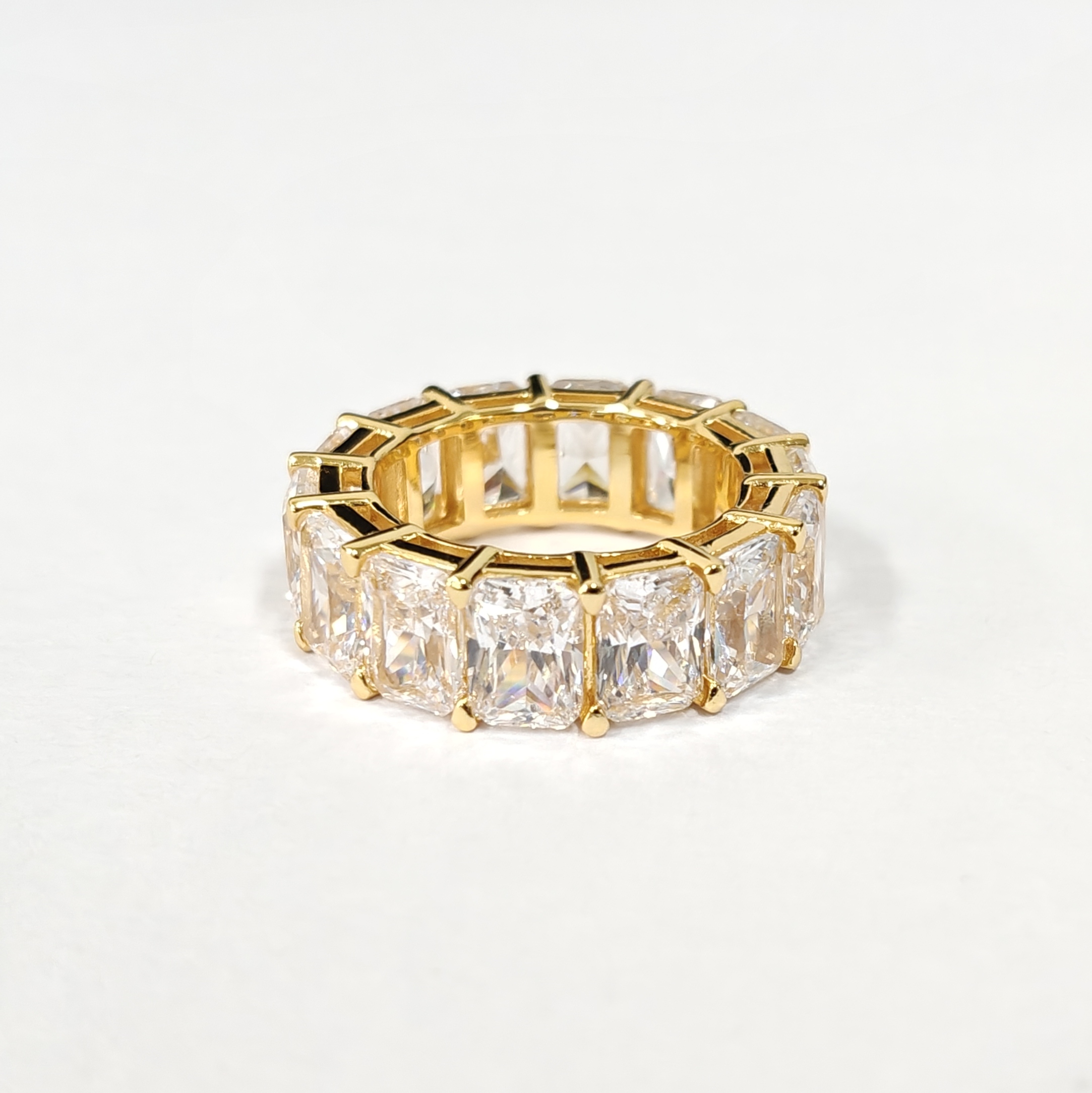 Radiant Cut Moissanite Eternity Band in Gold Plating