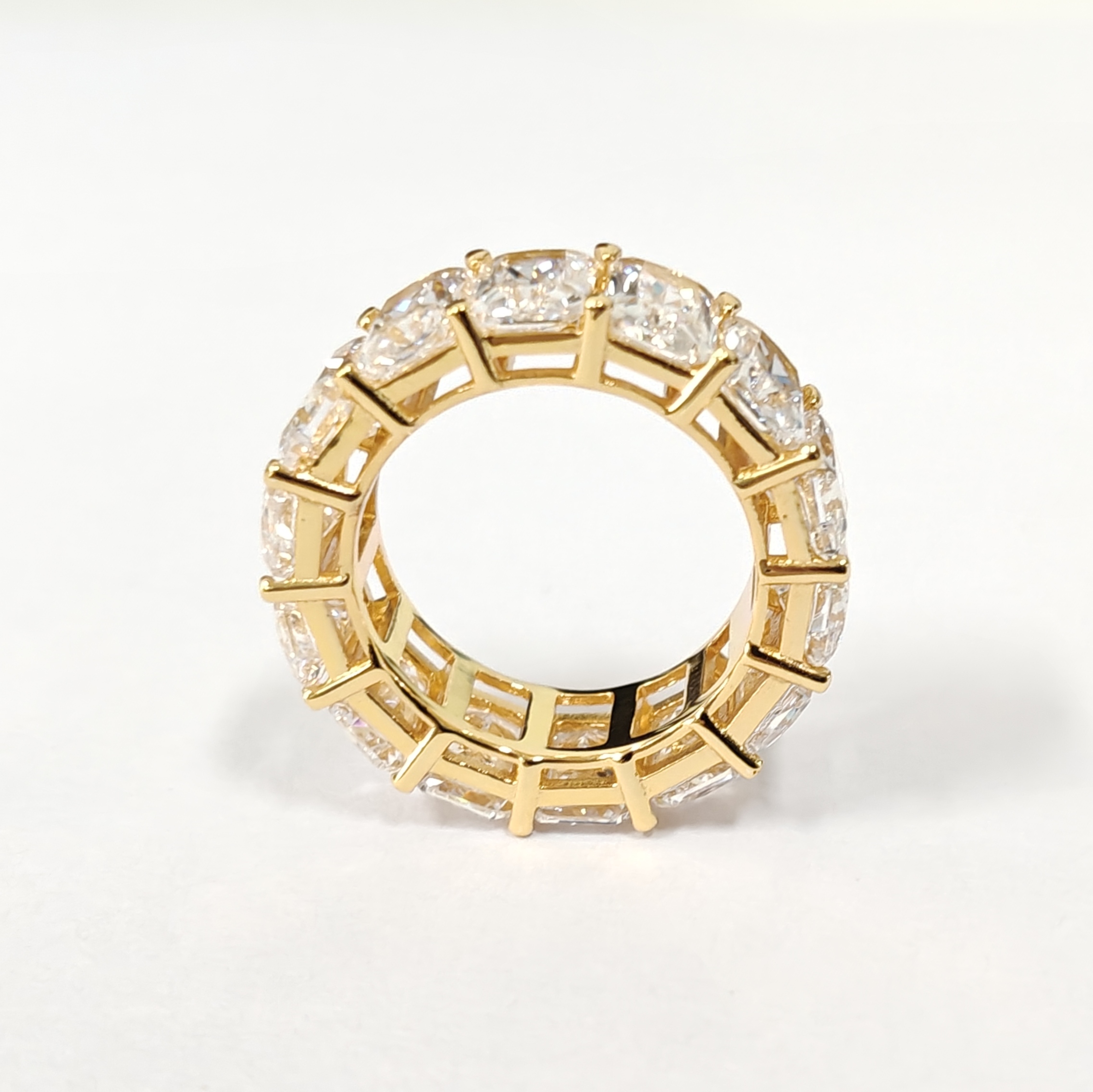 Radiant Cut Moissanite Eternity Band in Gold Plating