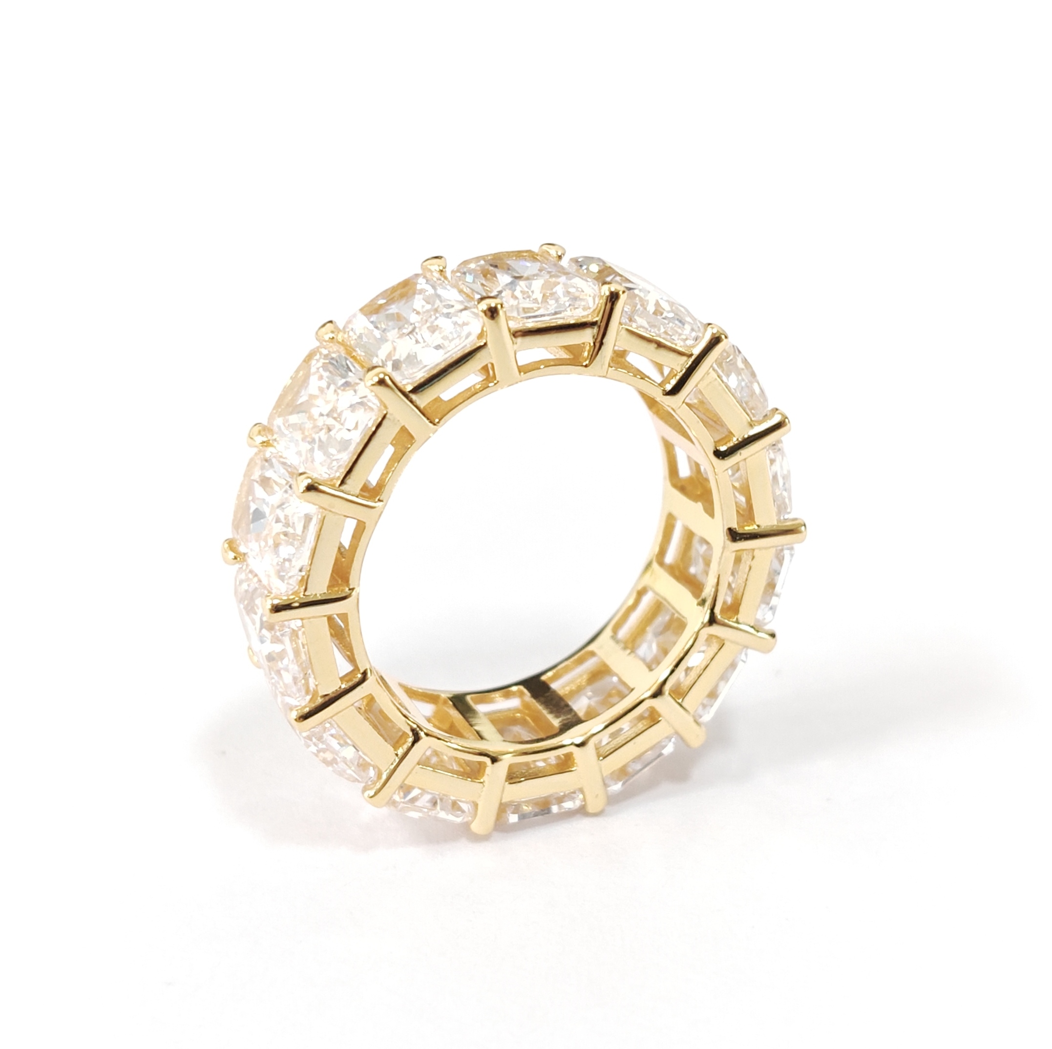 Radiant Cut Moissanite Eternity Band in Gold Plating