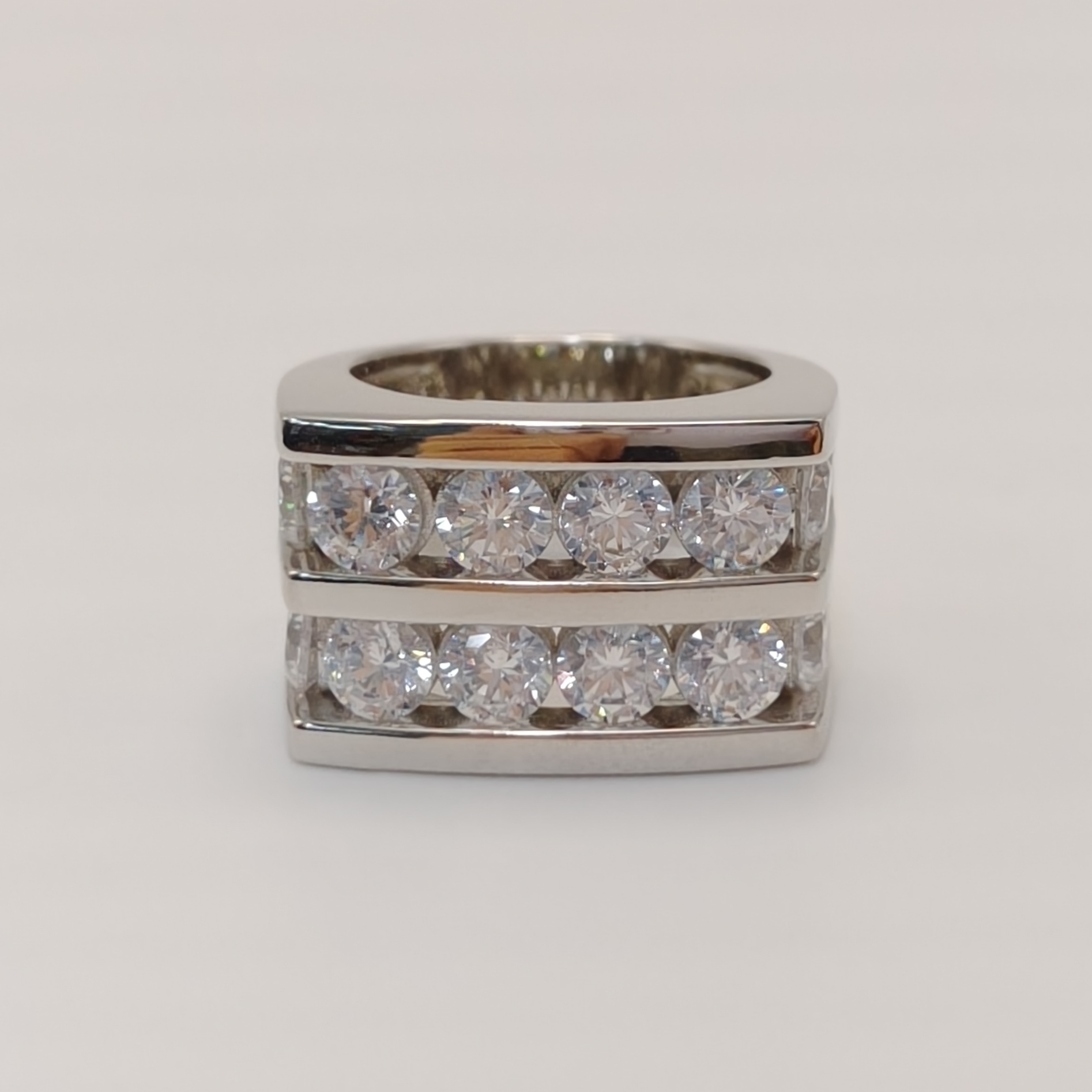 8ct Round Cut White Sapphire Handmade Sterling Silver Men's Ring