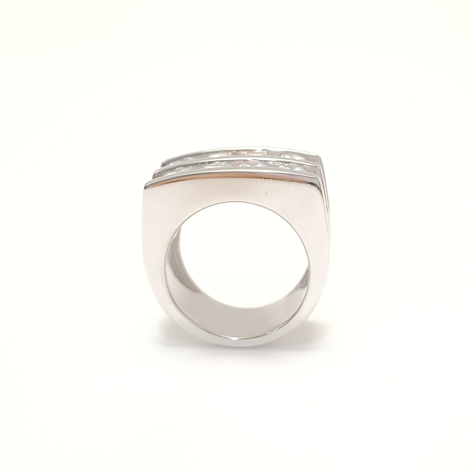 Round Cut Sterling Silver Men's Moissanite Ring