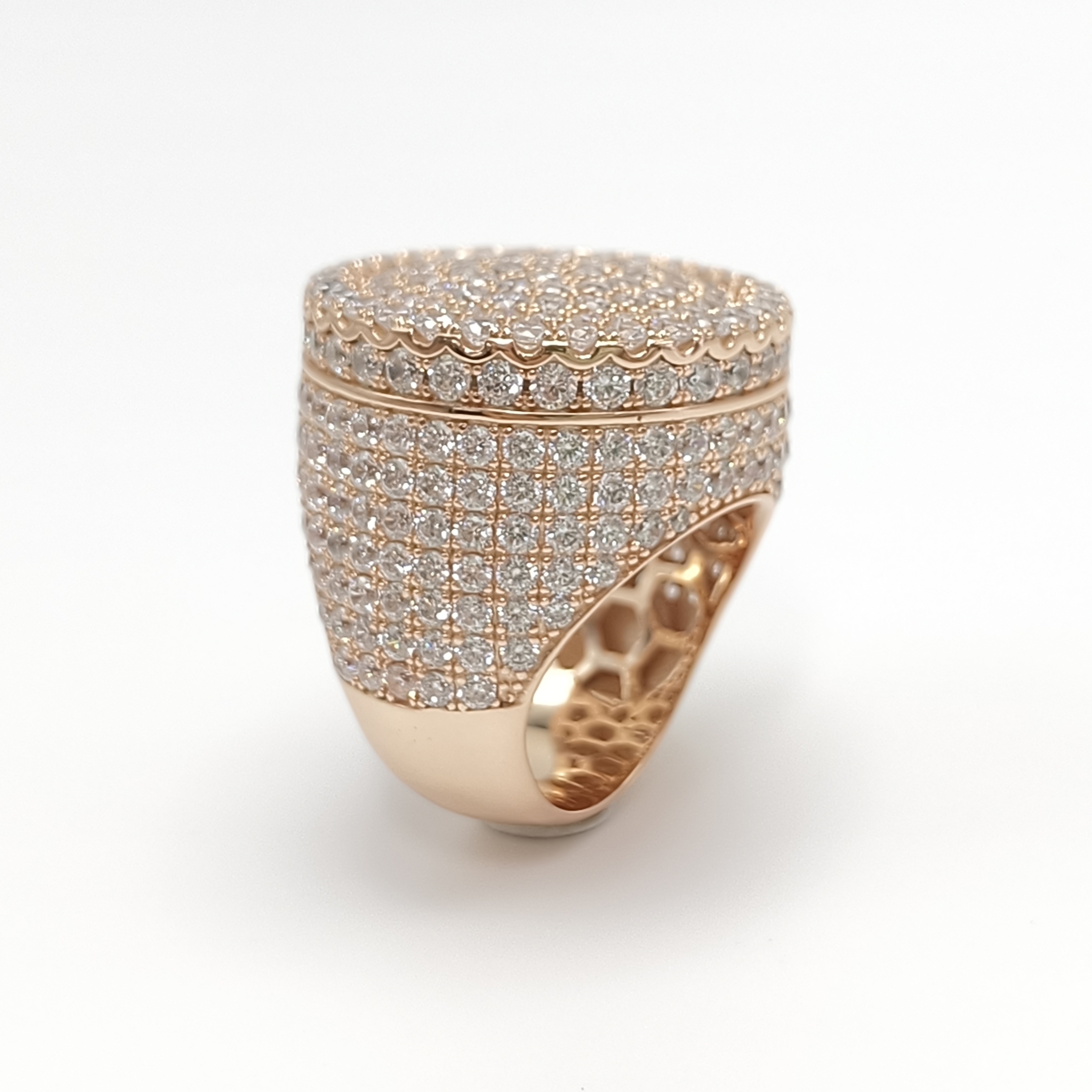 Round Cut Pave Set Rose Gold Handmade Men's Moissanite Ring