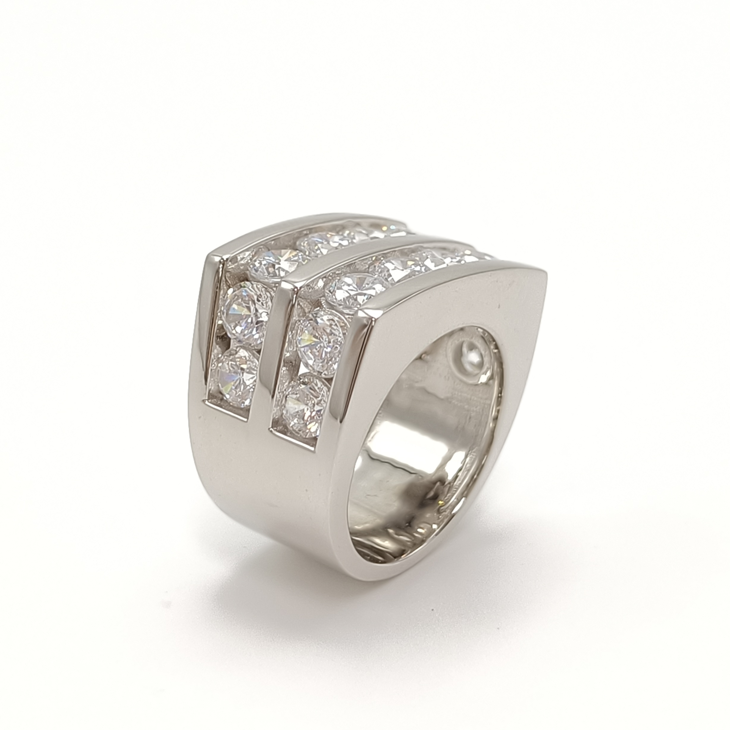 Round Cut Sterling Silver Men's Moissanite Ring