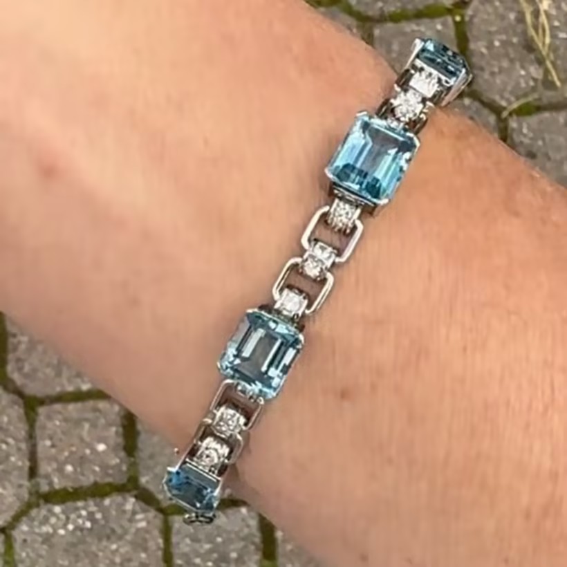 𝐀𝐧𝐭𝐢𝐪𝐮𝐞 𝟐𝟐.𝟎 𝐂𝐚𝐫𝐚𝐭 𝐀𝐪𝐮𝐚𝐦𝐚𝐫𝐢𝐧𝐞 𝐚𝐧𝐝 𝐎𝐥𝐝 𝐒𝐢𝐧𝐠𝐥𝐞 𝐂𝐮𝐭 𝐃𝐢𝐚𝐦𝐨𝐧𝐝 𝐏𝐥𝐚𝐭𝐢𝐧𝐮𝐦 𝐁𝐫𝐚𝐜𝐞𝐥𝐞𝐭