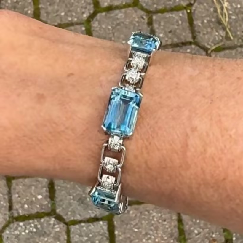 𝐀𝐧𝐭𝐢𝐪𝐮𝐞 𝟐𝟐.𝟎 𝐂𝐚𝐫𝐚𝐭 𝐀𝐪𝐮𝐚𝐦𝐚𝐫𝐢𝐧𝐞 𝐚𝐧𝐝 𝐎𝐥𝐝 𝐒𝐢𝐧𝐠𝐥𝐞 𝐂𝐮𝐭 𝐃𝐢𝐚𝐦𝐨𝐧𝐝 𝐏𝐥𝐚𝐭𝐢𝐧𝐮𝐦 𝐁𝐫𝐚𝐜𝐞𝐥𝐞𝐭