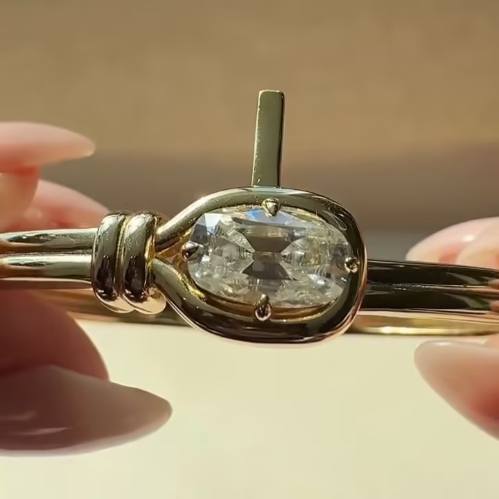 2ct Elonggated Cushion Cut White Stone Bangle Bracelets