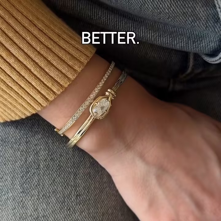 2ct Elonggated Cushion Cut White Stone Bangle Bracelets